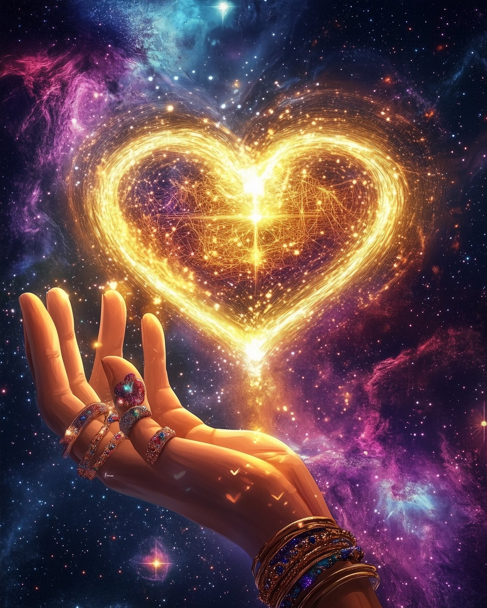 Galactic Heart Illumination - Meditation - BestPaintByNumbers - Paint by Numbers Custom Kit