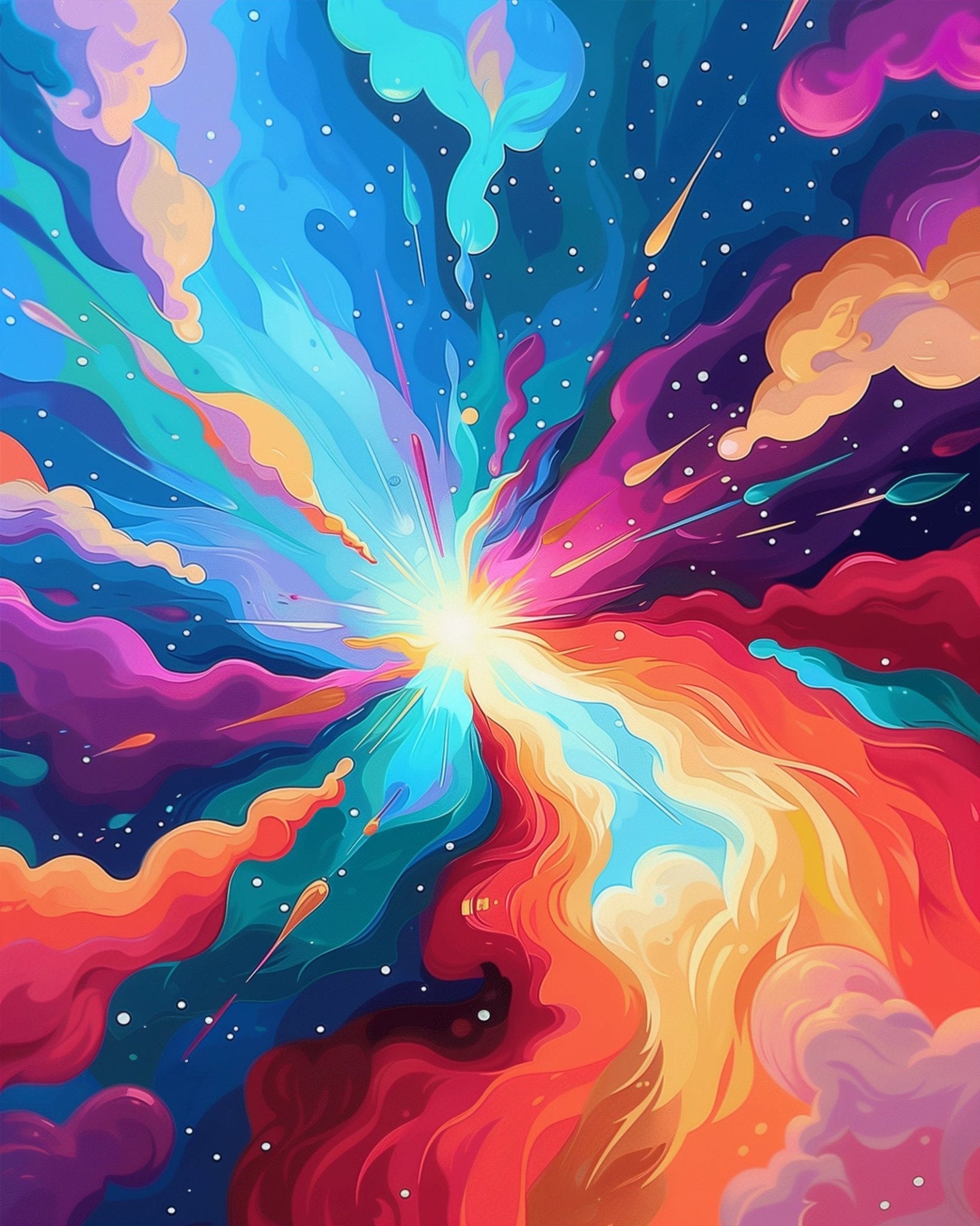 Fixed kit, 24 colors, 16x20in. Cosmic burst of colors for stress relief and relaxation.