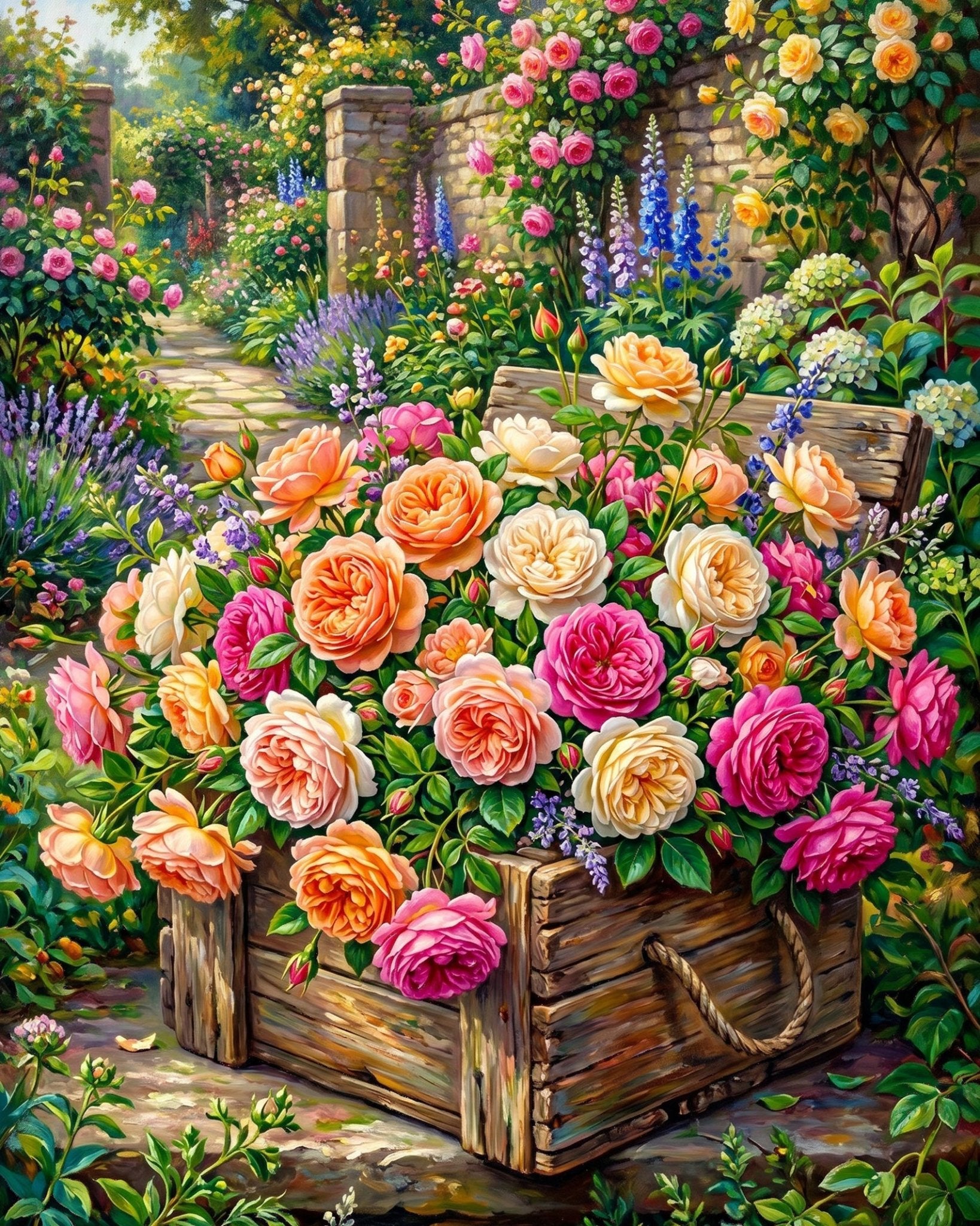 Garden Rose Box - Flowers - BestPaintByNumbers - Paint by Numbers Custom Kit