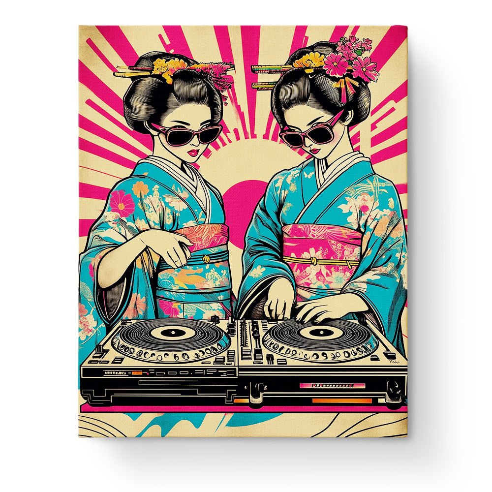 Geisha DJs in Tokyo Vibes - Pop Art - BestPaintByNumbers - Paint by Numbers Custom Kit