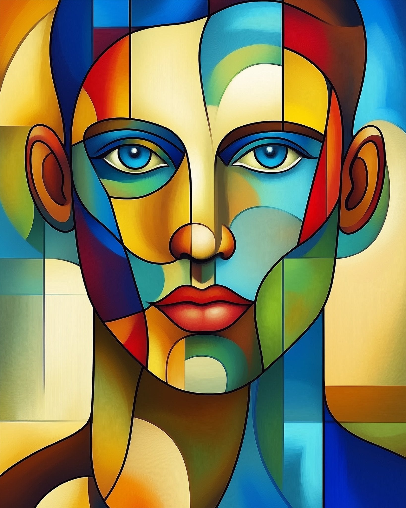 Geometric Face Portrait - Cubism - BestPaintByNumbers - Paint by Numbers Custom Kit