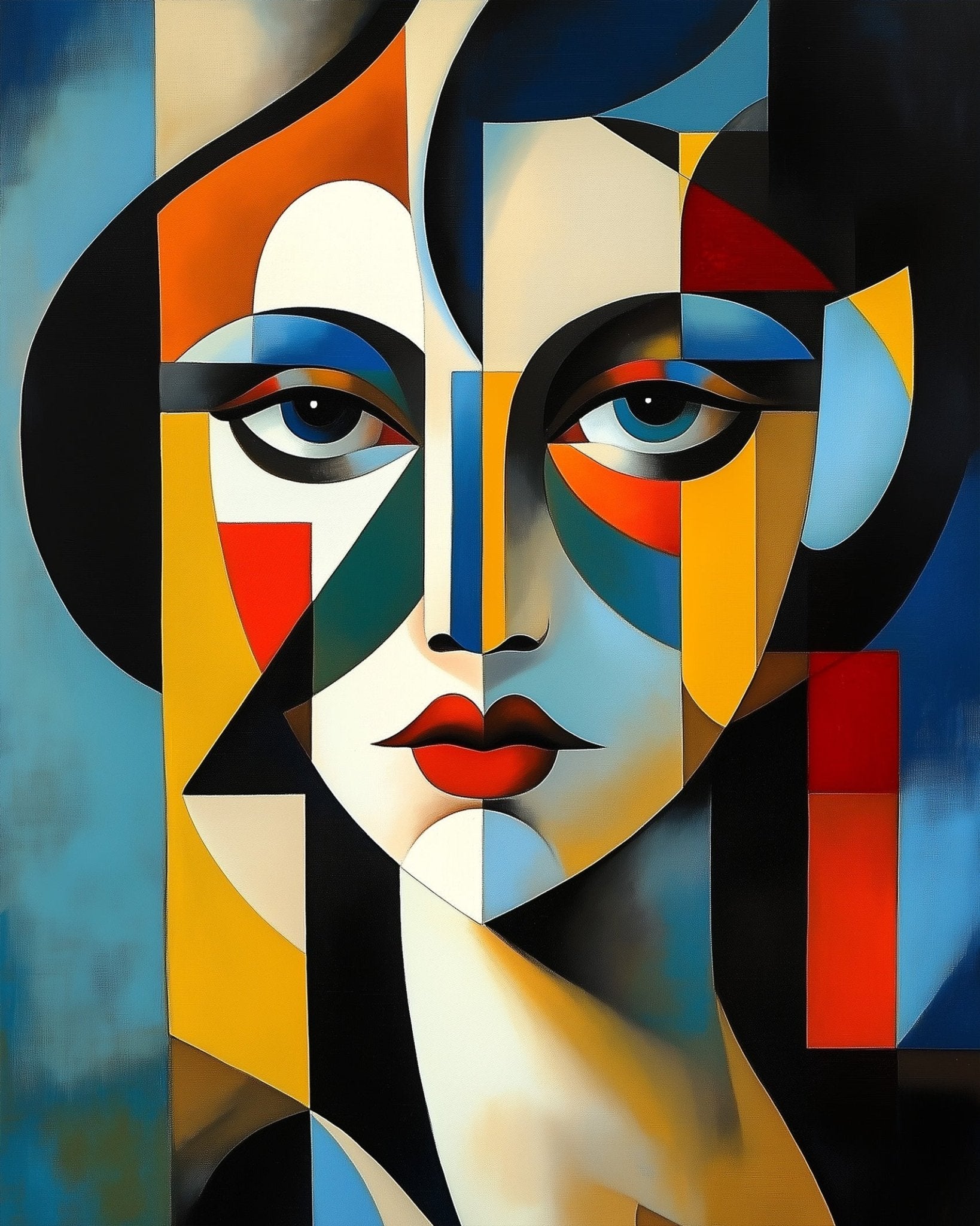 Geometric Lady Portrait - Cubism - BestPaintByNumbers - Paint by Numbers Custom Kit