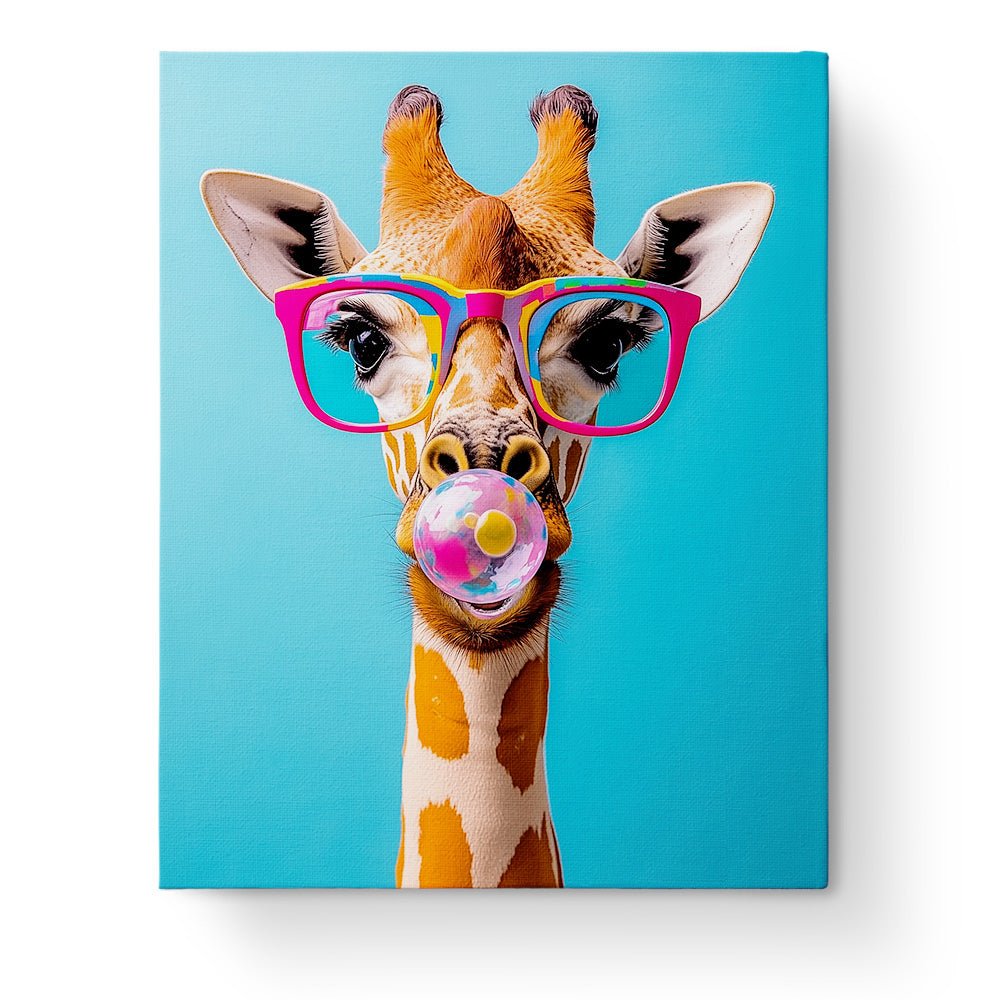 Giraffe with Bubblegum - Pop Art - BestPaintByNumbers - Paint by Numbers Custom Kit