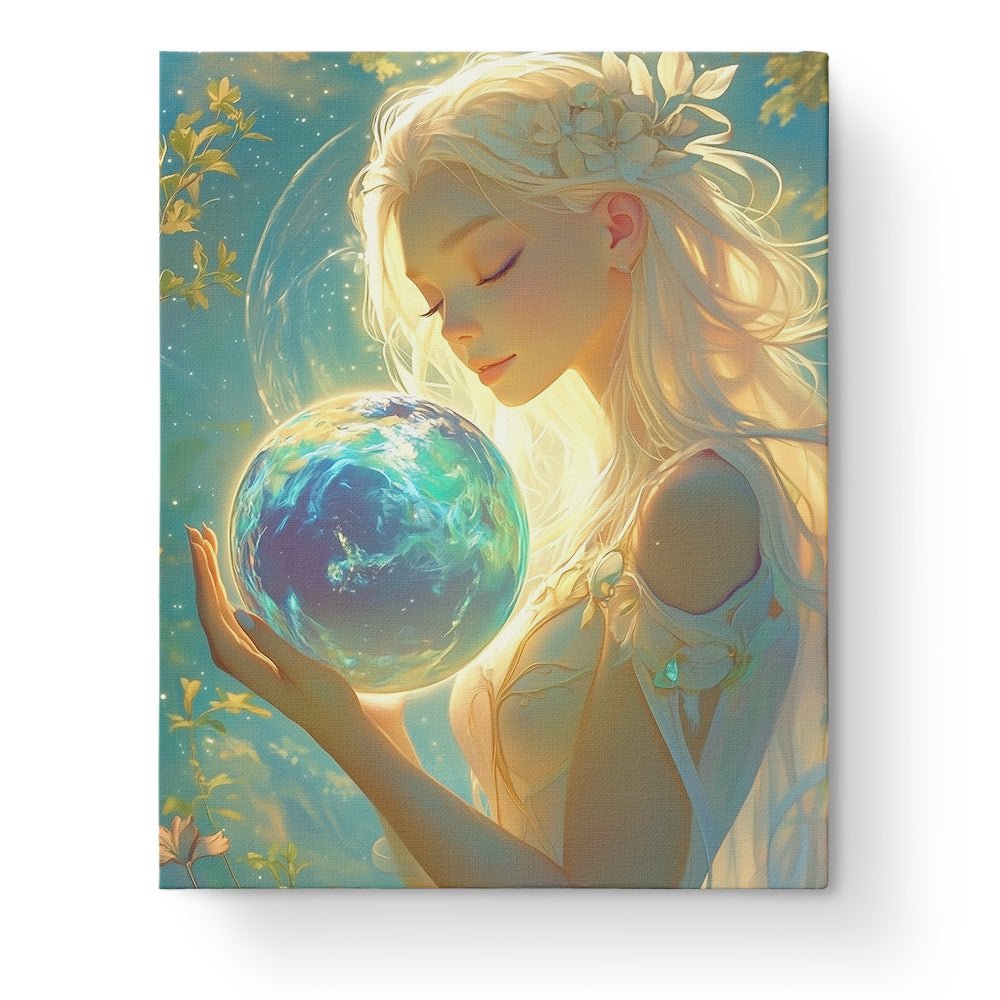 Goddess Holding Earth - Meditation - BestPaintByNumbers - Paint by Numbers Custom Kit