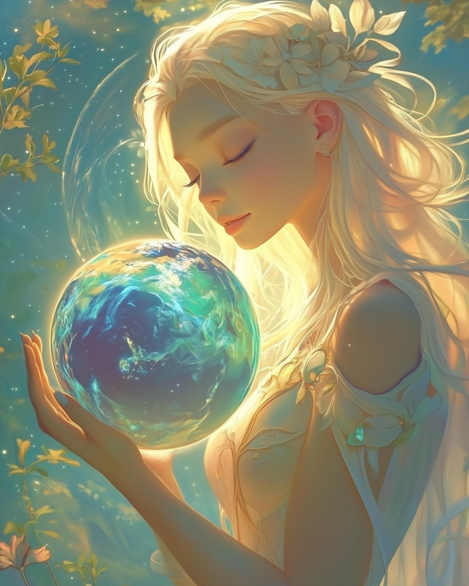 Goddess Holding Earth - Meditation - BestPaintByNumbers - Paint by Numbers Custom Kit