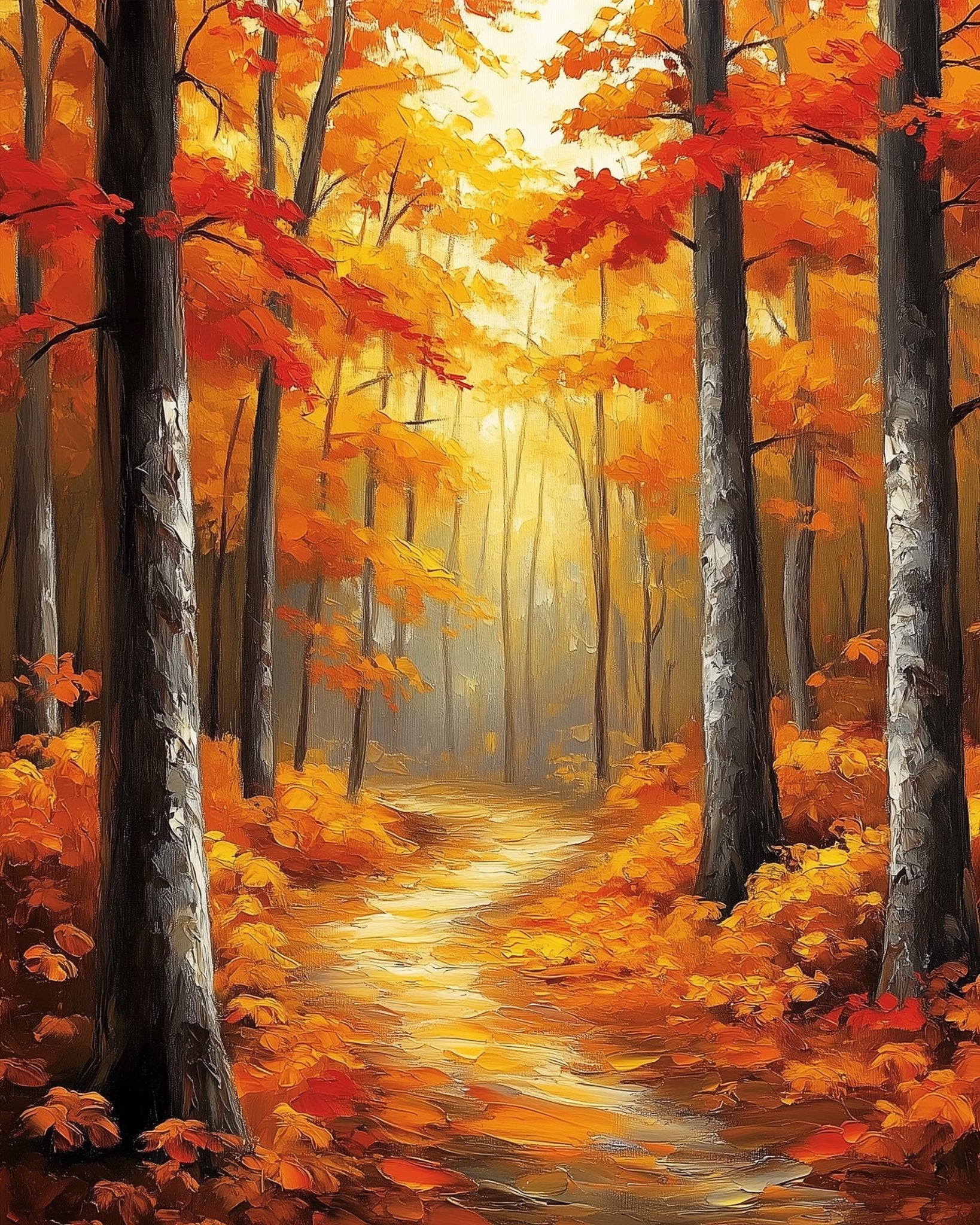Golden Autumn Path - Landscape - BestPaintByNumbers - Paint by Numbers Custom Kit