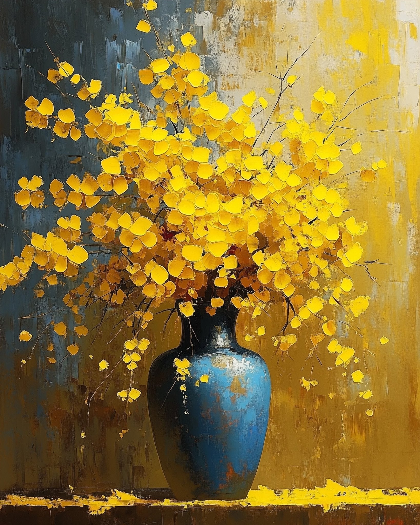 Golden Blossom Vase - Flowers - BestPaintByNumbers - Paint by Numbers Custom Kit