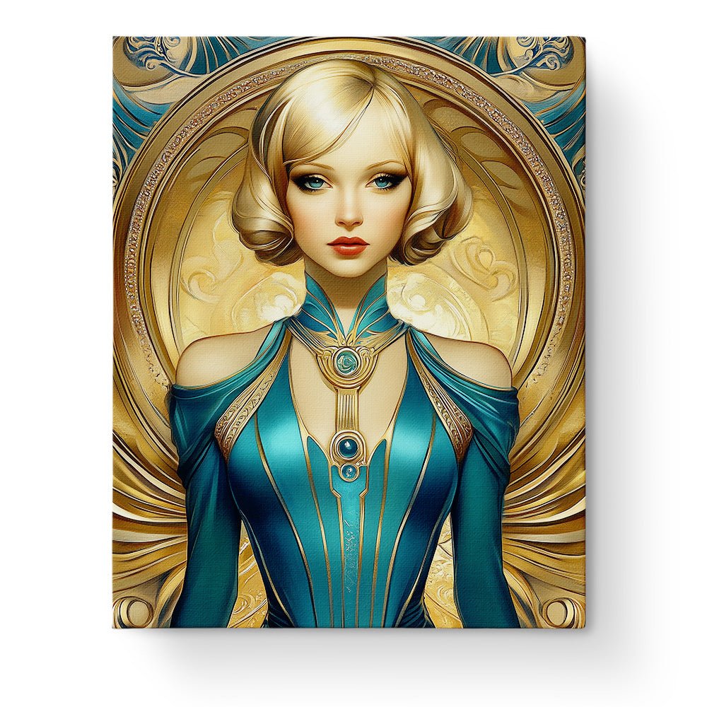 Golden Elegance Portrait - Art Deco - BestPaintByNumbers - Paint by Numbers Custom Kit