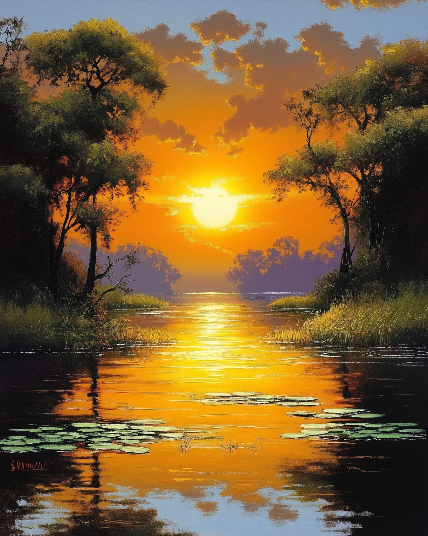 Golden Sunset Serenity - Landscape - BestPaintByNumbers - Paint by Numbers Custom Kit