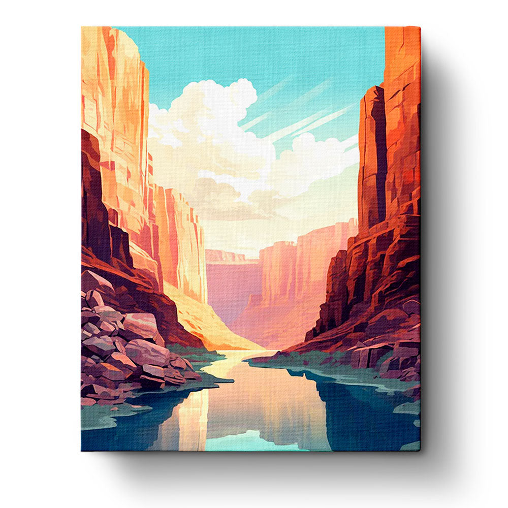 Fixed kit, 24 colors, 16x20in. Paint vivid Grand Canyon scene. Relaxing and mindful art activity.