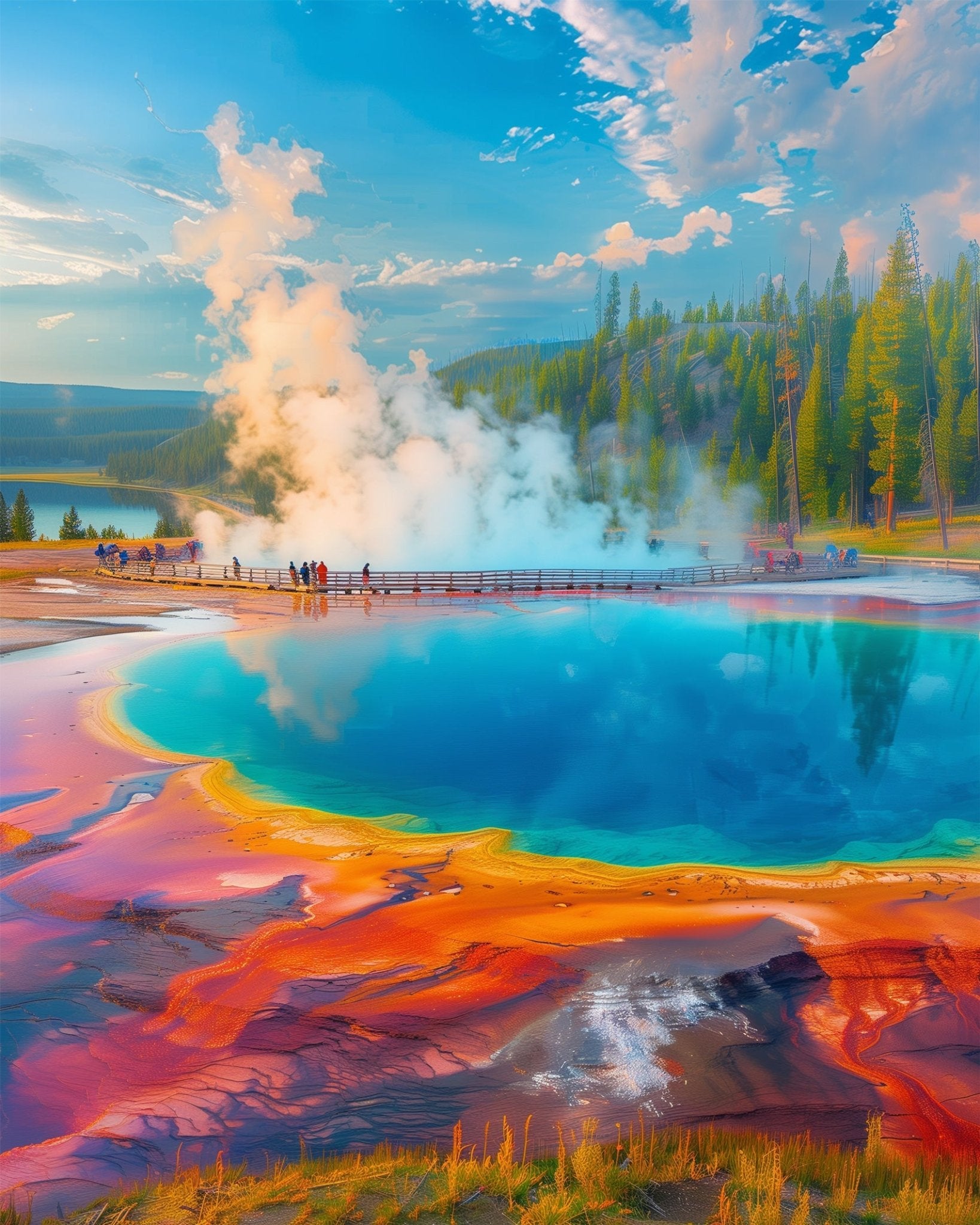Fixed kit, 24 colors, 12x16in. Beautiful Yellowstone landscape. Enjoy creative relaxation with vivid colors.