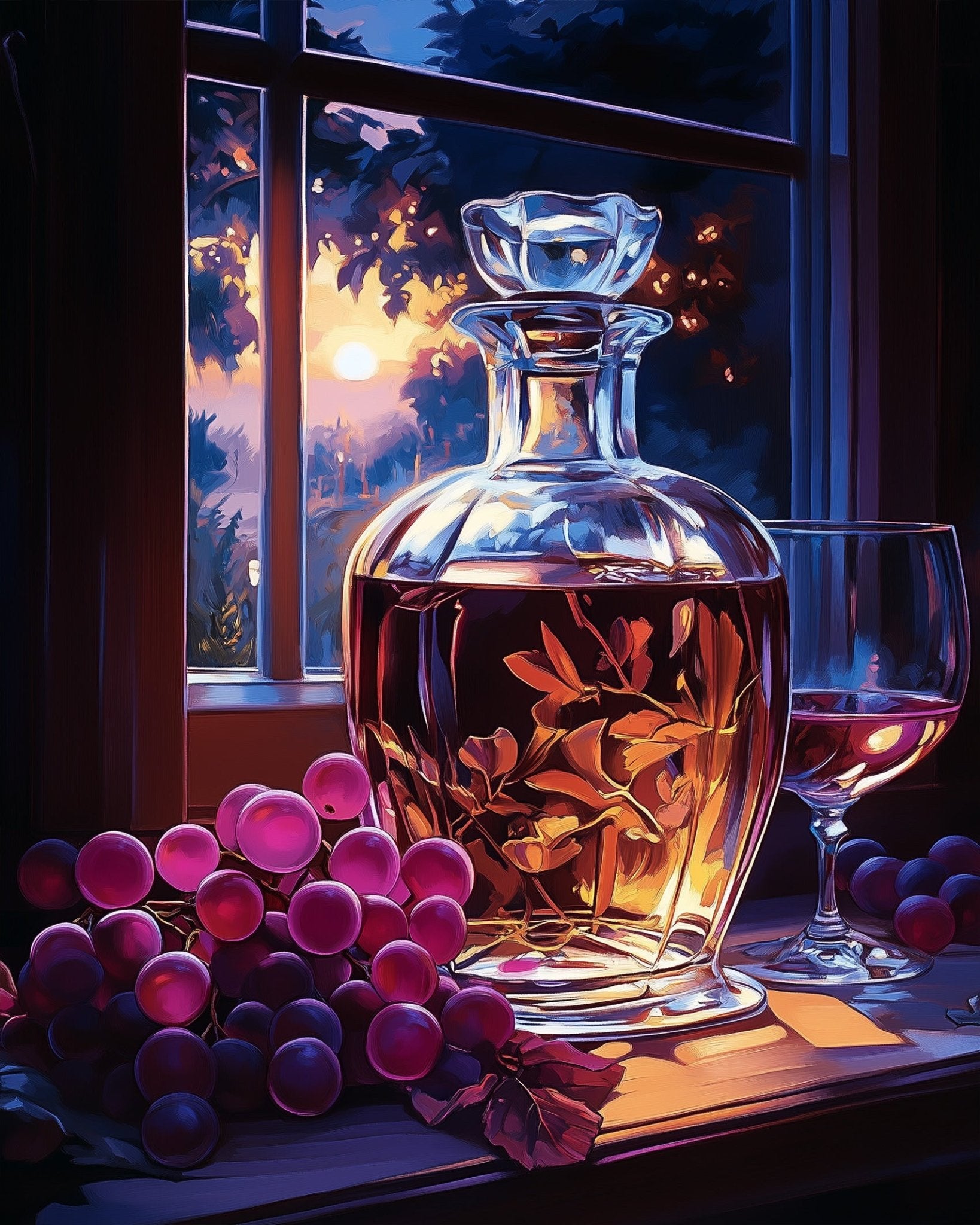Grapes and Glass Decanter - Still Life - BestPaintByNumbers - Paint by Numbers Custom Kit