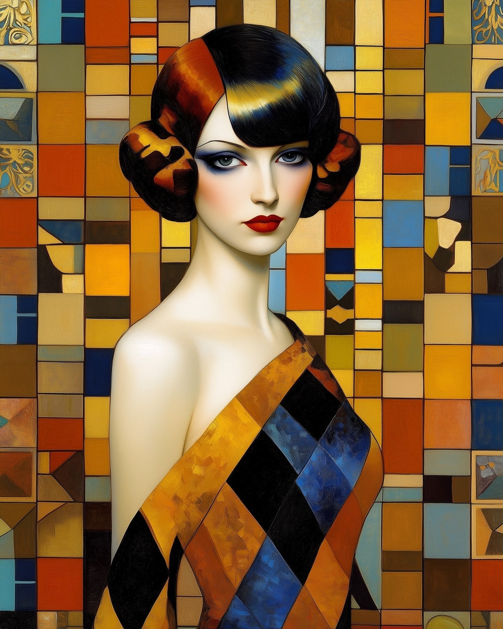 Harlequin Elegance - Art Deco - BestPaintByNumbers - Paint by Numbers Custom Kit