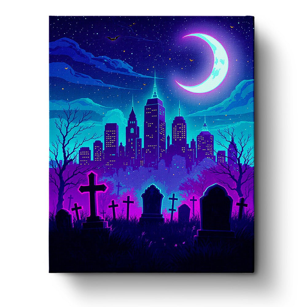 Haunted Cityscape - Halloween - BestPaintByNumbers - Paint by Numbers Custom Kit