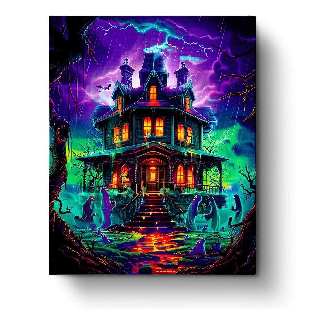 Haunted Mansion Glow - Halloween - BestPaintByNumbers - Paint by Numbers Custom Kit
