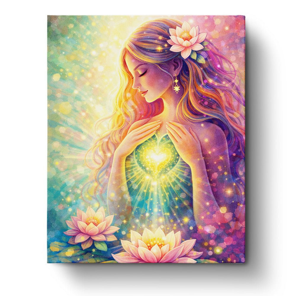 Heartfelt Radiance - Meditation - BestPaintByNumbers - Paint by Numbers Custom Kit