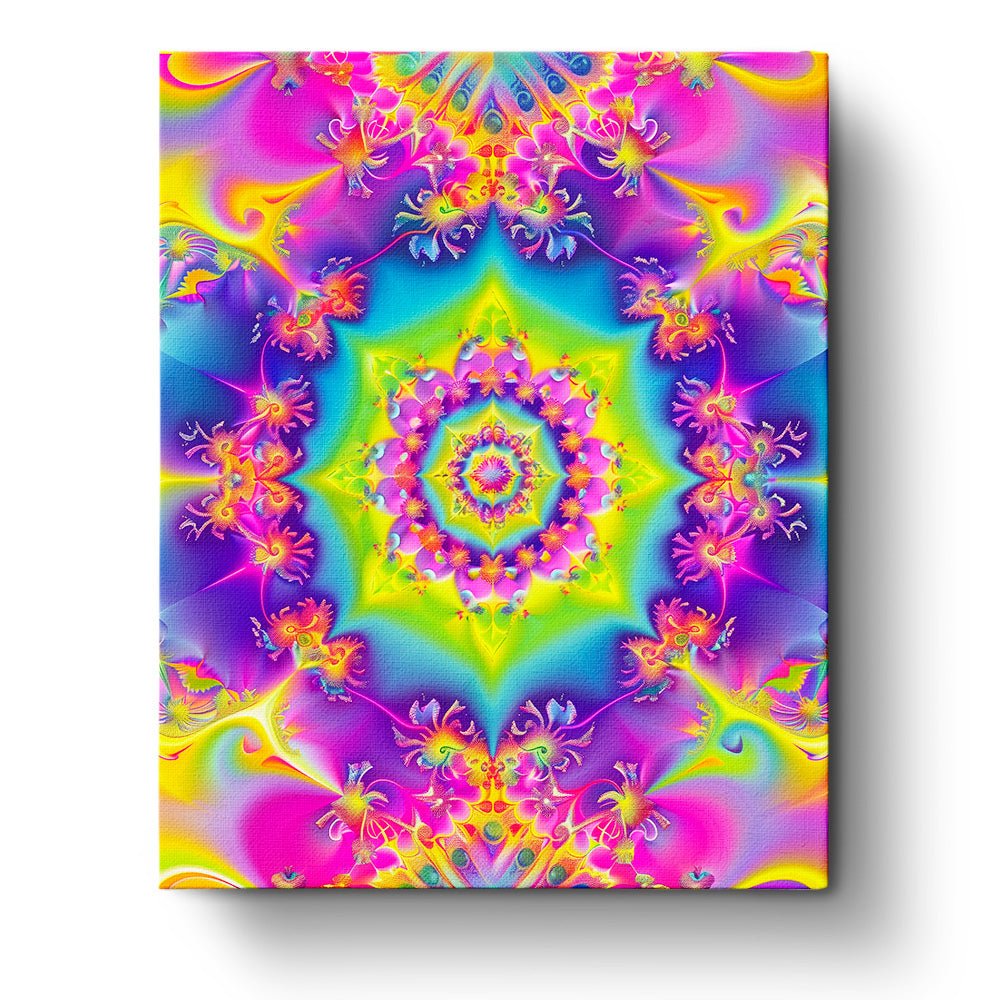 Fixed paint-by-number kit, 24 colors, 16x20in. Intricate kaleidoscope design. A meditative, stress-relieving activity.