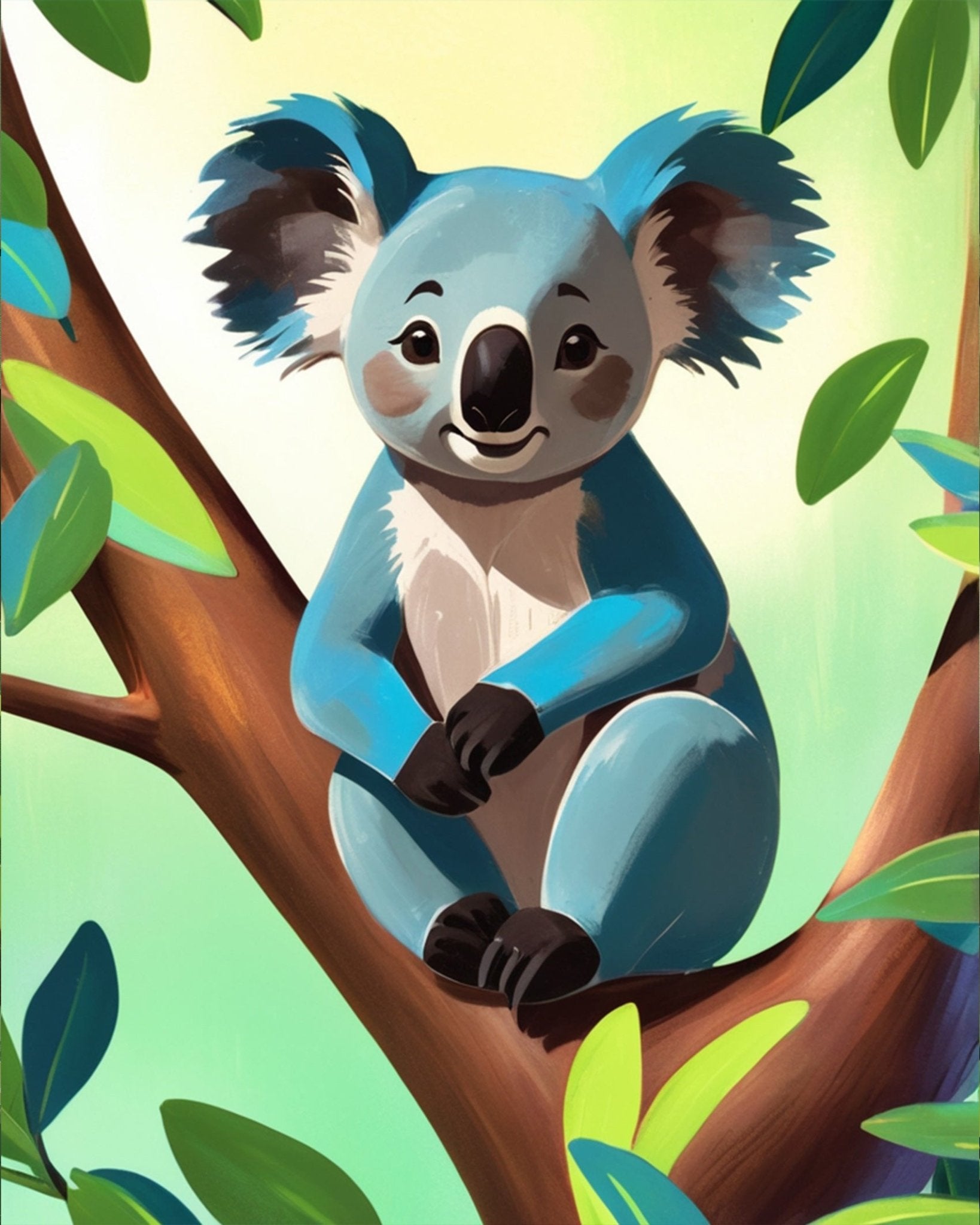Fixed paint by numbers kit, 16x20in. Koala in vibrant hues. Encourages mindful painting and stress relief for kids.