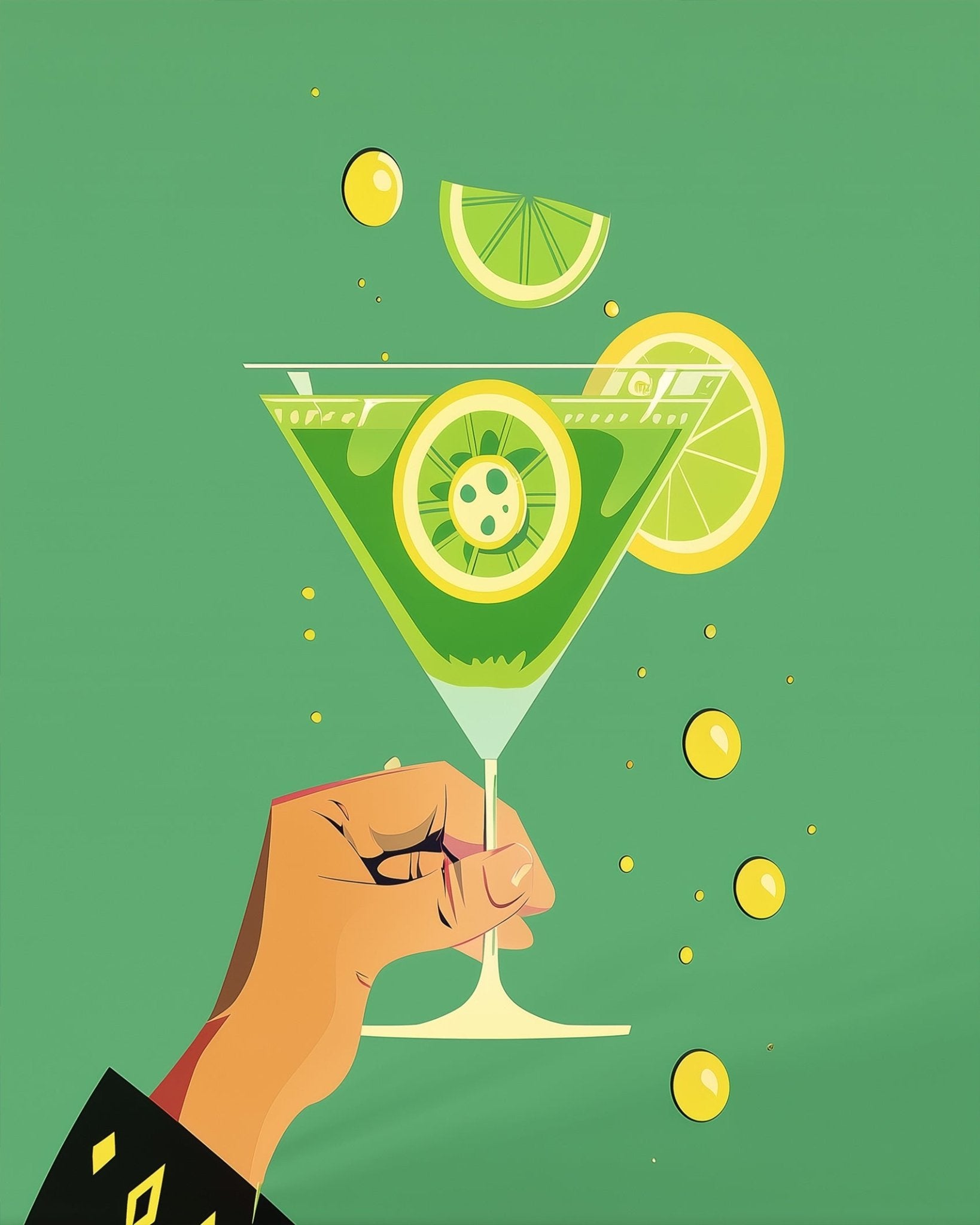 Lemon Martini Delight - Minimalistic - BestPaintByNumbers - Paint by Numbers Custom Kit