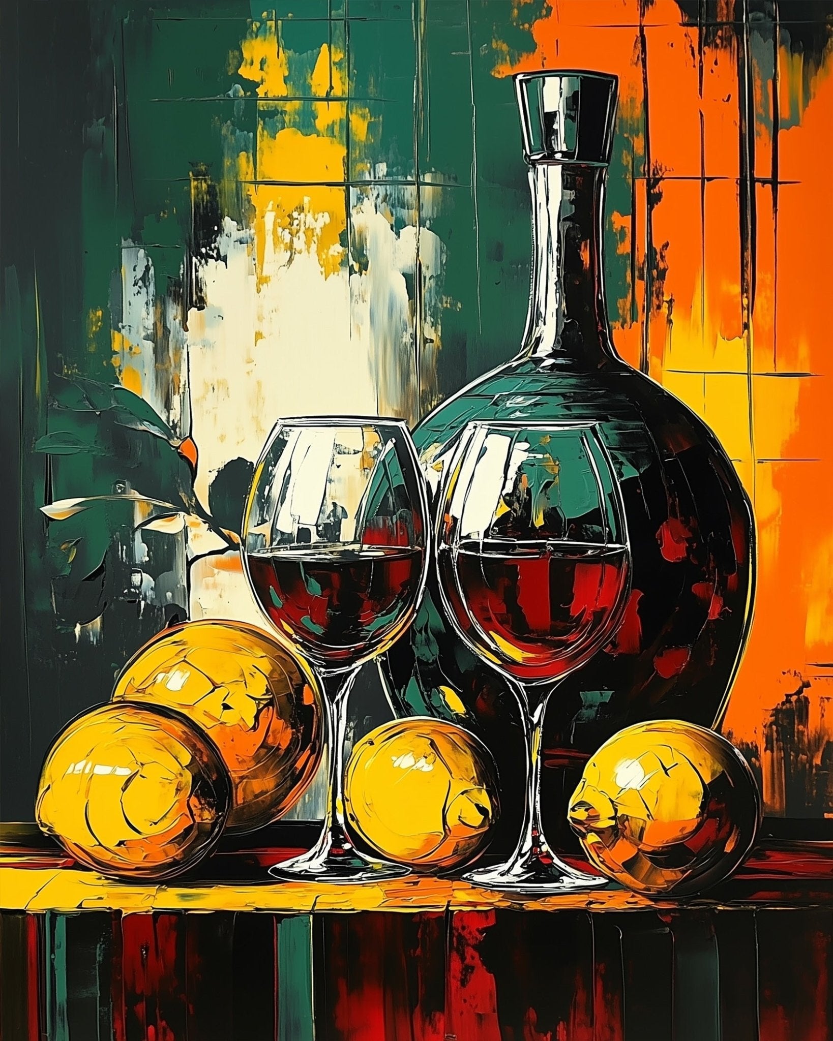 Lemons and Wine Elegance - Still Life - BestPaintByNumbers - Paint by Numbers Custom Kit