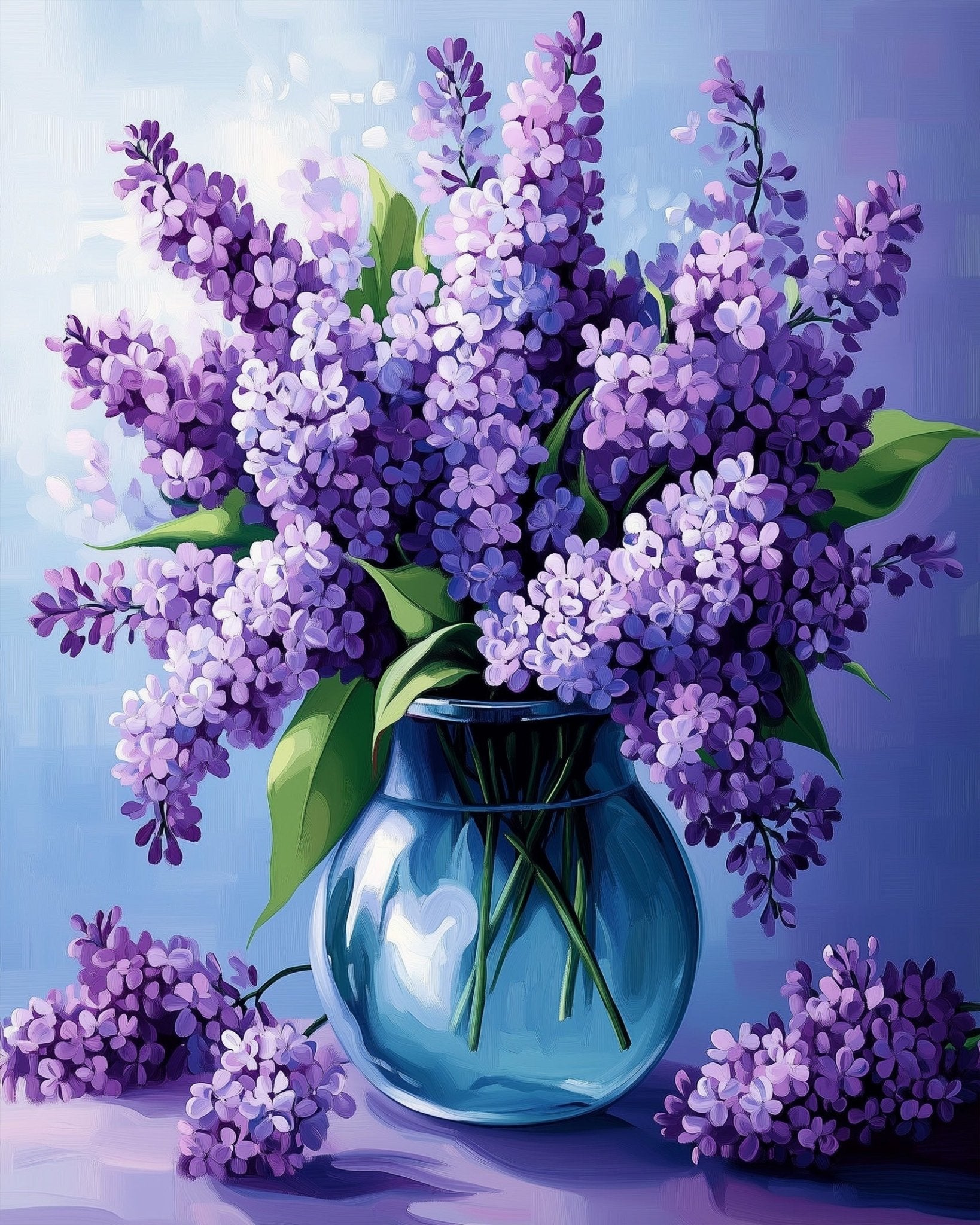 Lilac Serenity in Glass Vase - Flowers - BestPaintByNumbers - Paint by Numbers Custom Kit