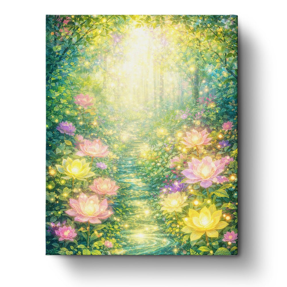 Lotus Garden Path - Meditation - BestPaintByNumbers - Paint by Numbers Custom Kit