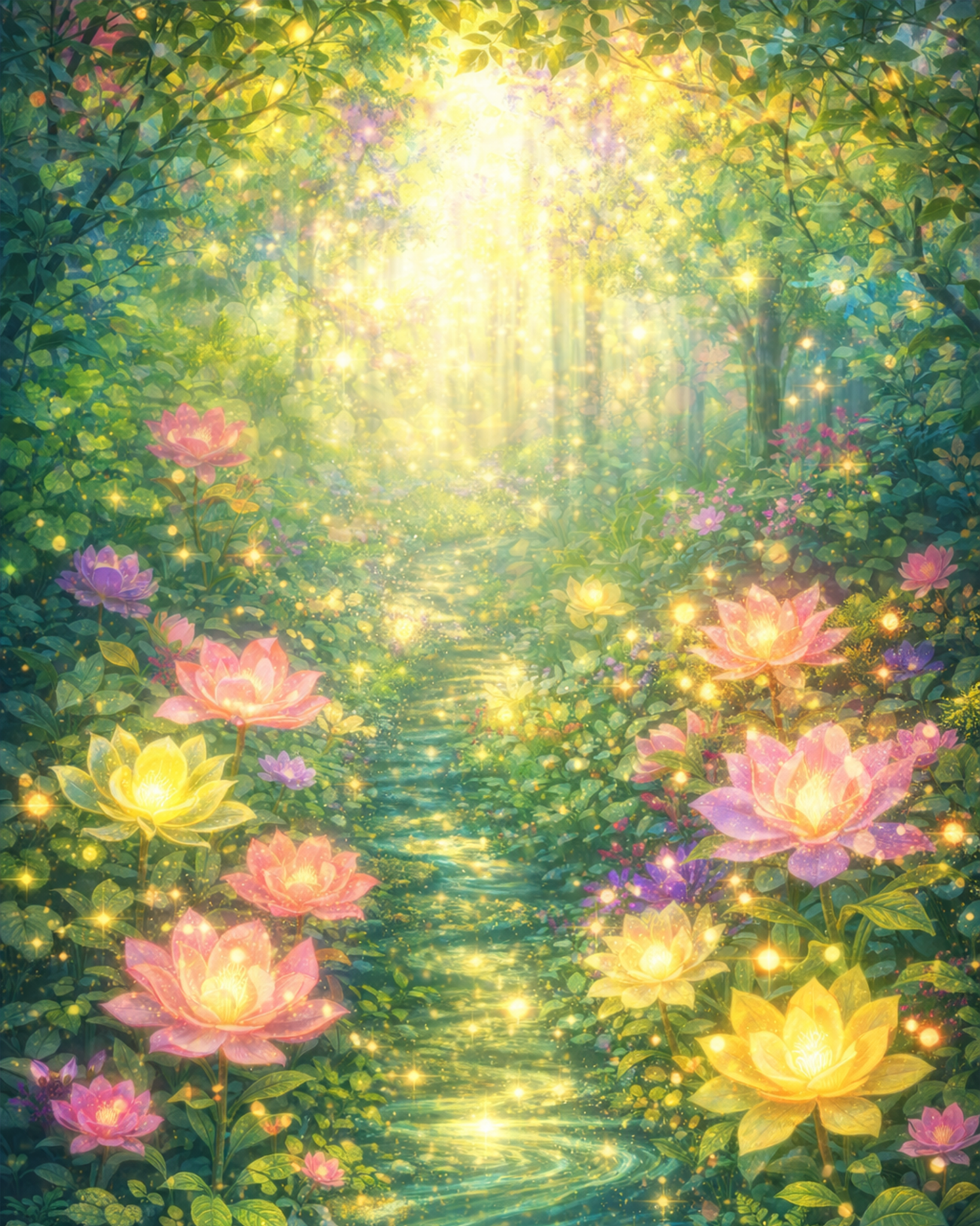 Lotus Garden Path - Meditation - BestPaintByNumbers - Paint by Numbers Custom Kit