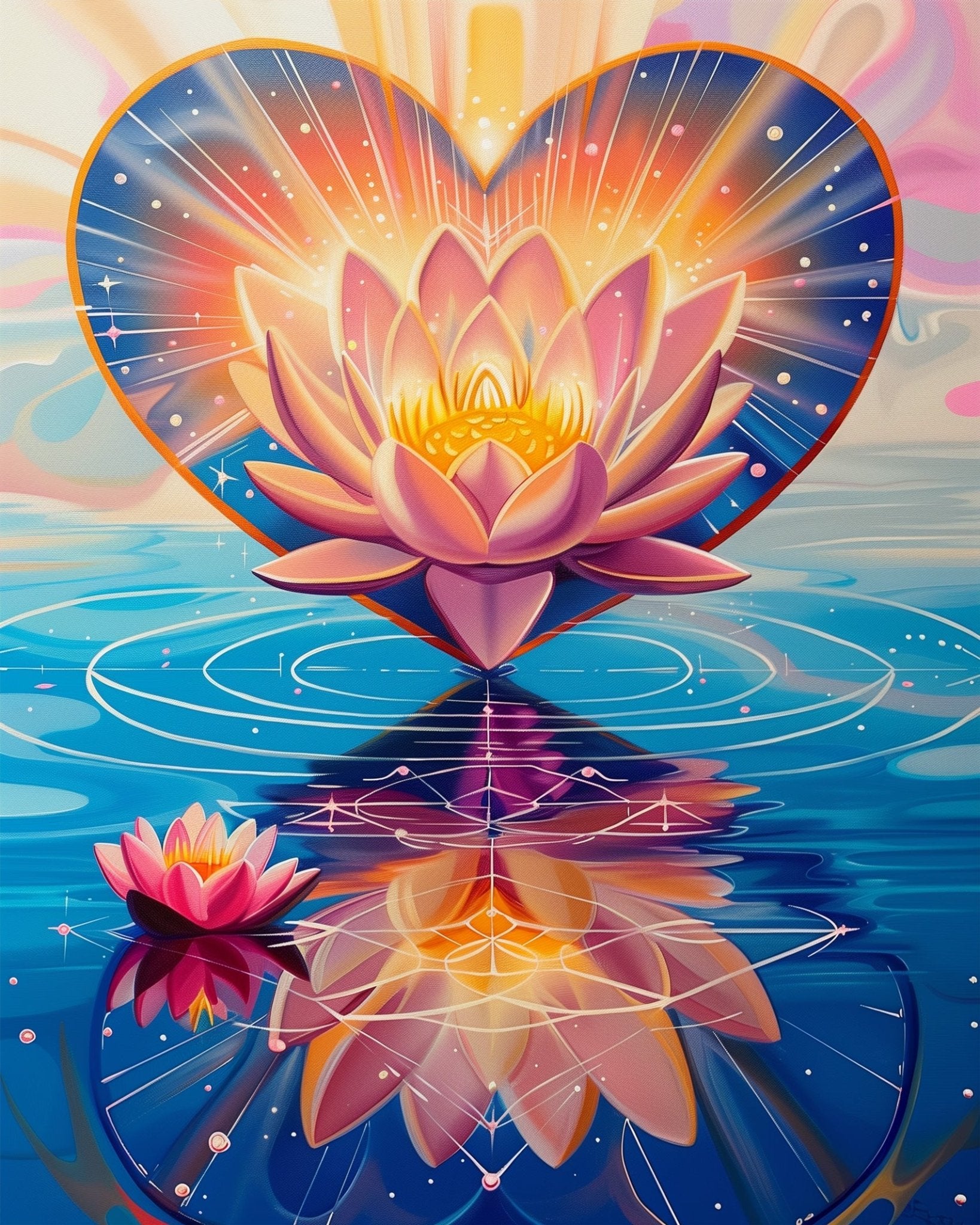 Fixed kit, 24 colors, 16x20in. Radiant lotus in serene water. Perfect for relaxation and creativity by BestPaintByNumbers.