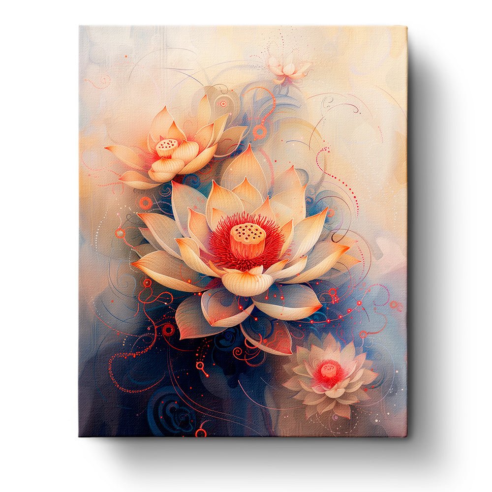 Fixed paint by number kit, 24 colors, 16x20in. Calming lotus in soft hues. Perfect for relaxation and creativity.