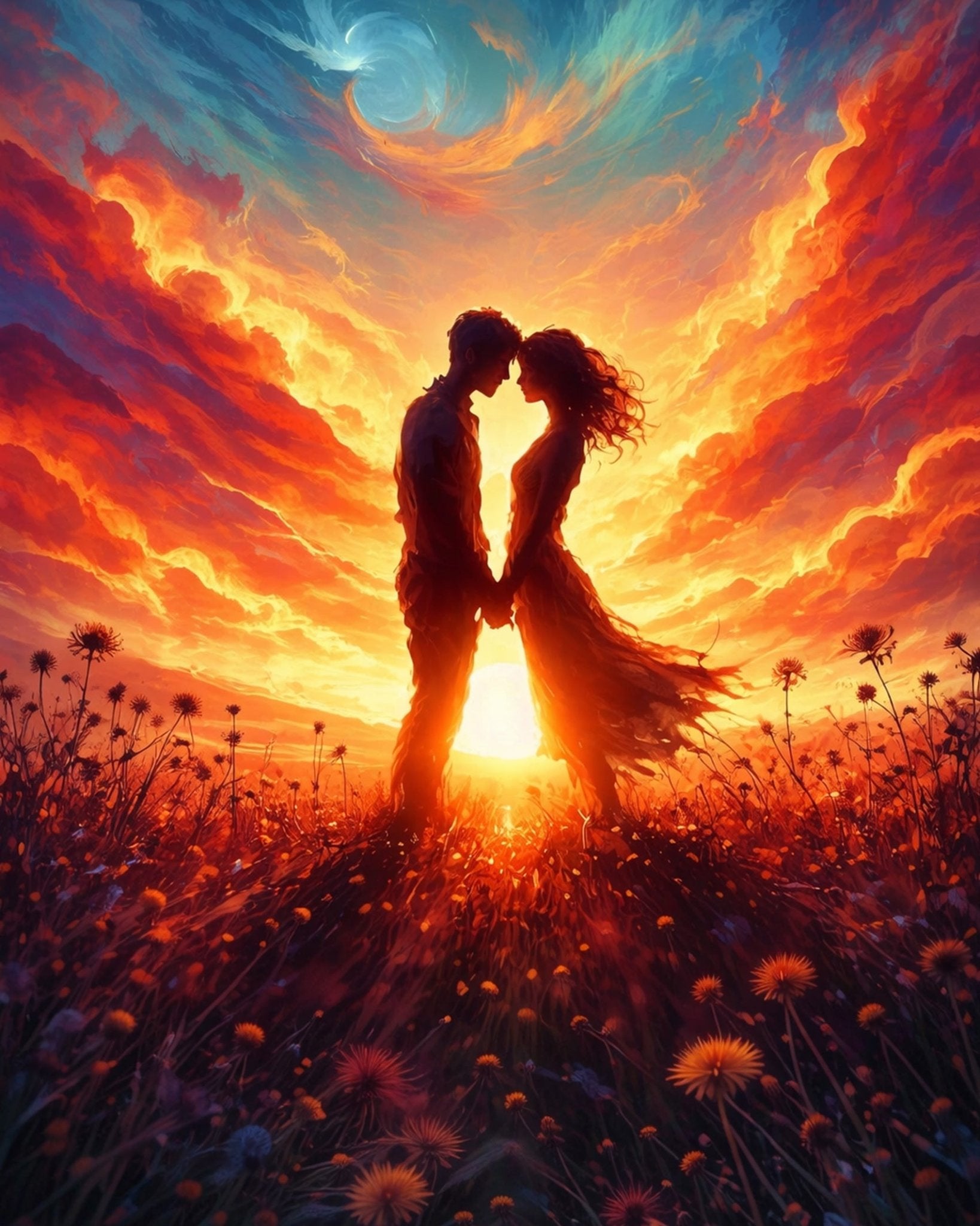 Lovers Embrace at Sunset - Romance - BestPaintByNumbers - Paint by Numbers Custom Kit