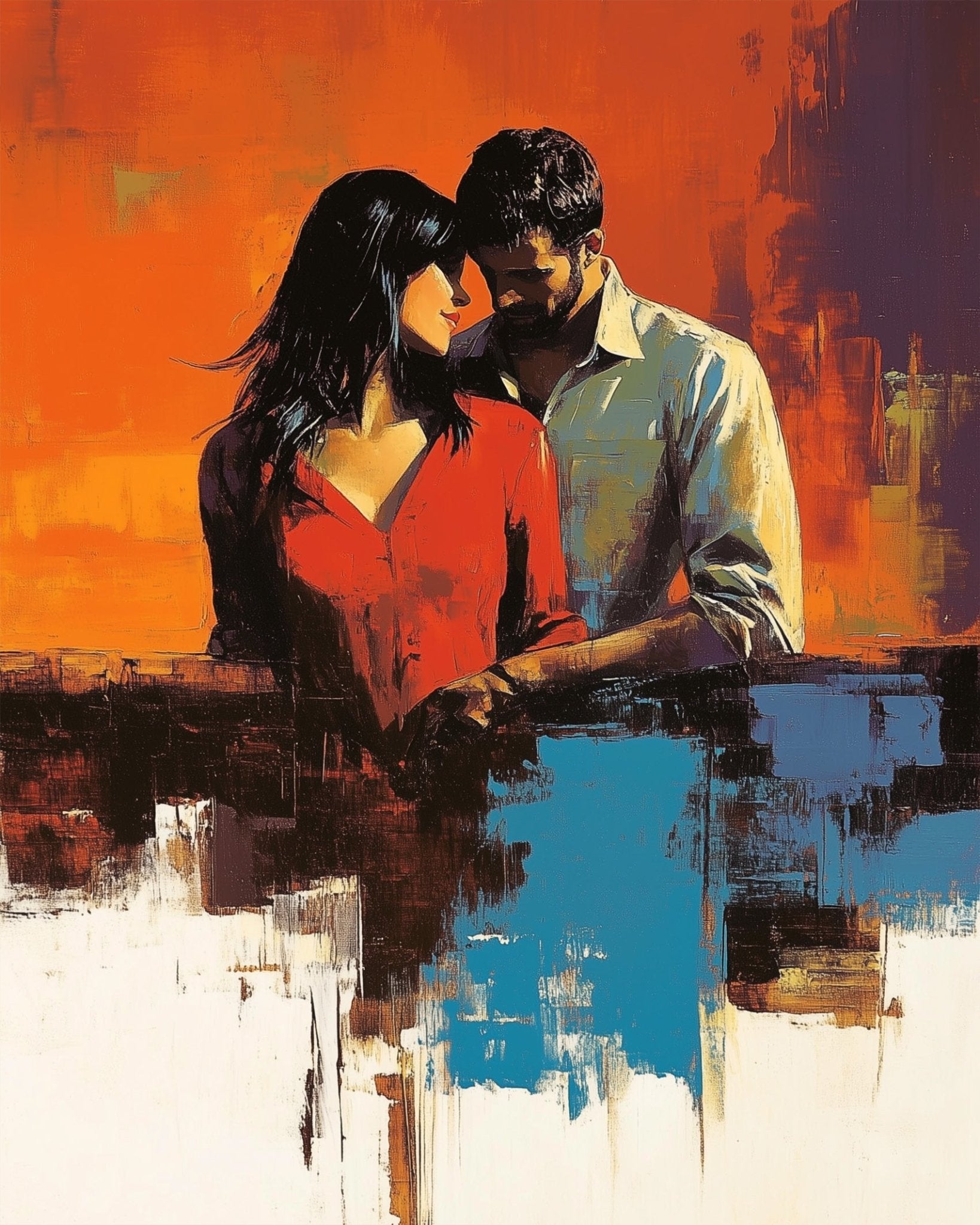 Lovers in Evening Glow - Romance - BestPaintByNumbers - Paint by Numbers Custom Kit