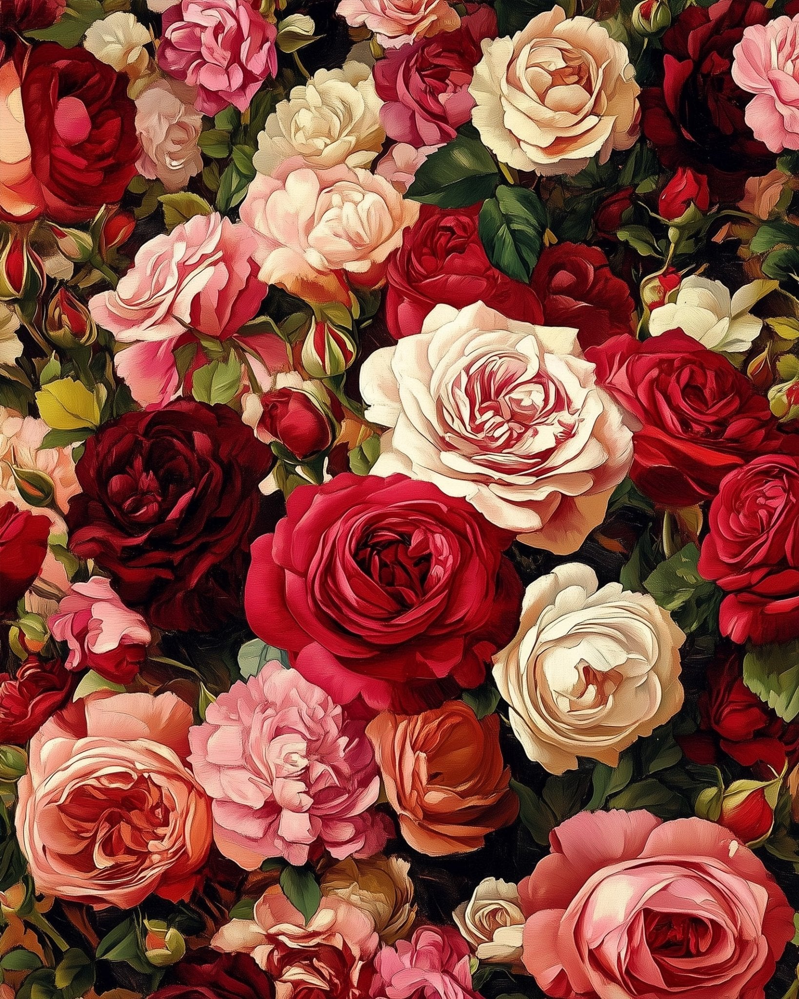 Lush Garden Roses - flowers - BestPaintByNumbers - Paint by Numbers Custom Kit