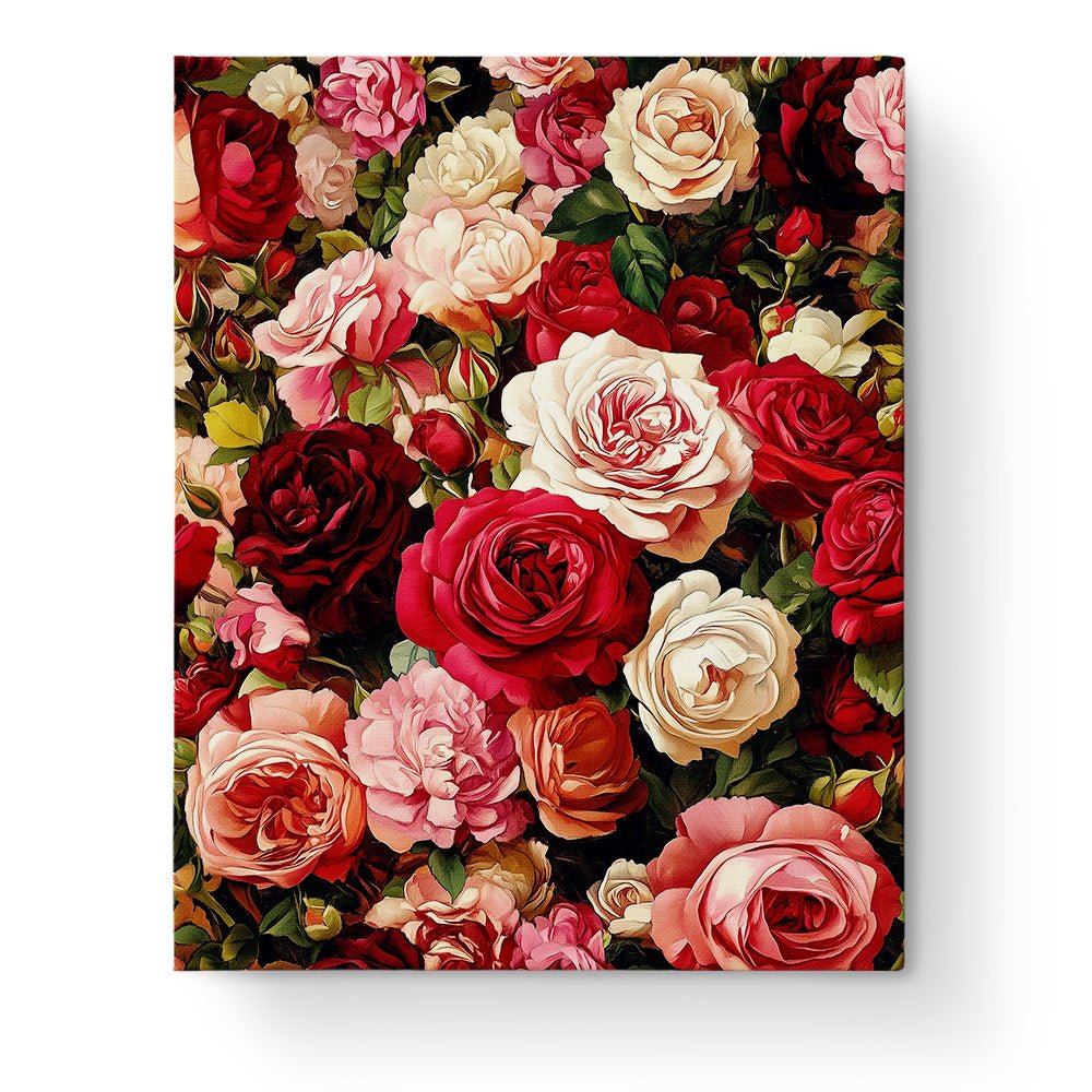 Lush Garden Roses - flowers - BestPaintByNumbers - Paint by Numbers Custom Kit