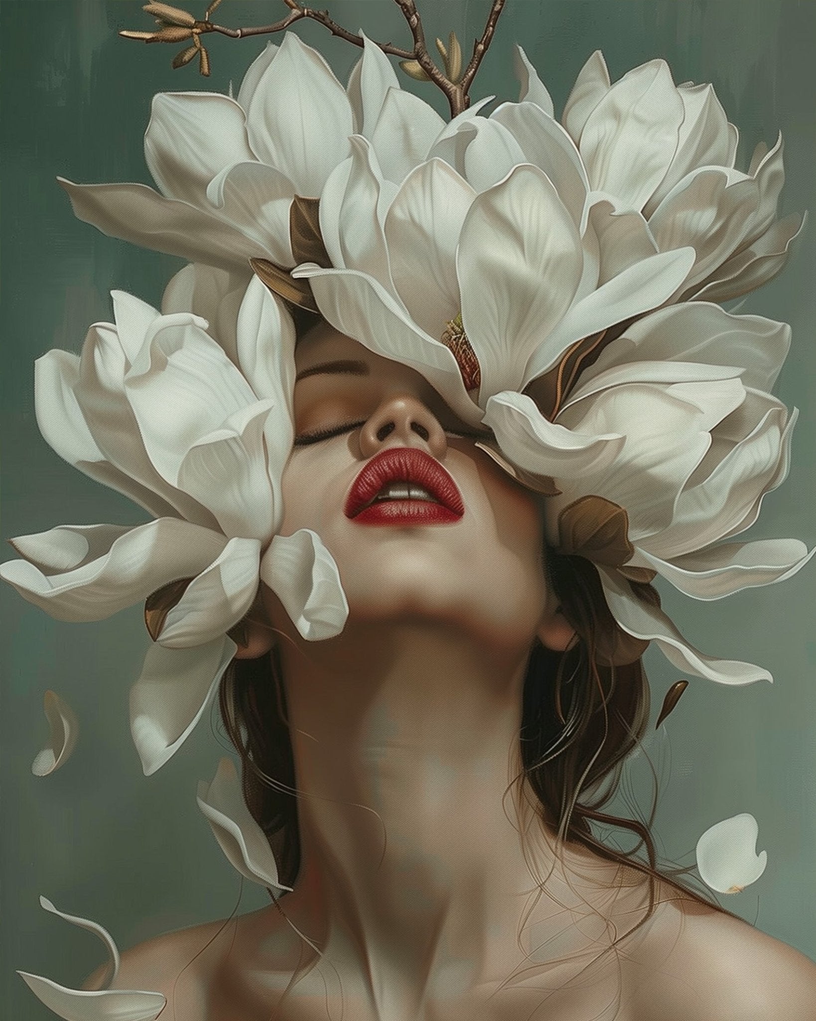 Magnolia Beauty - Floral Women - BestPaintByNumbers - Paint by Numbers Custom Kit