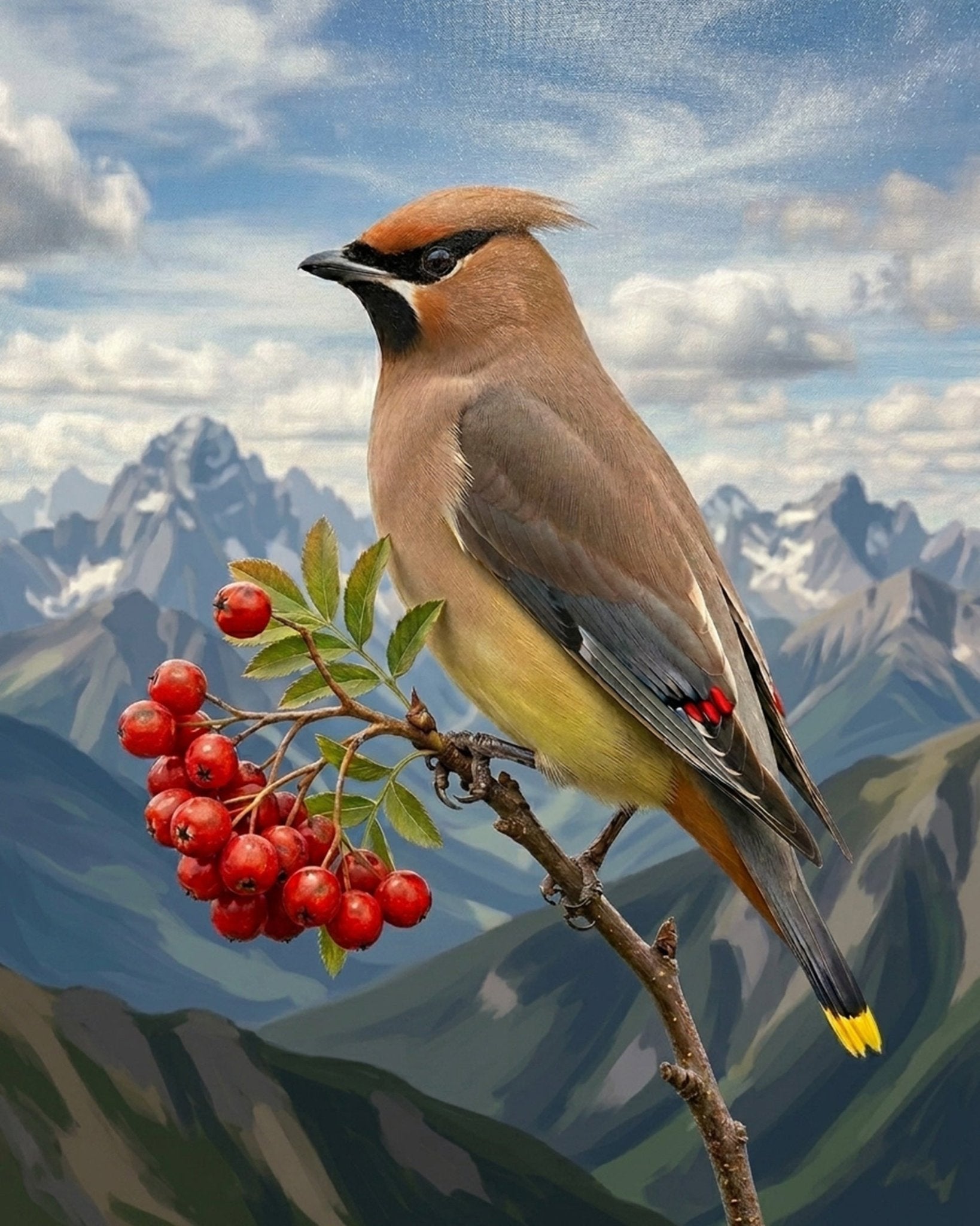 Majestic Bird with Berries - Animals - BestPaintByNumbers - Paint by Numbers Custom Kit