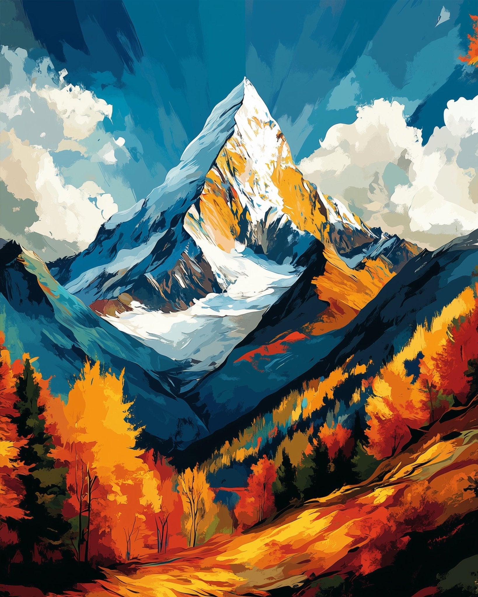 Majestic Mountain Retreat - Landscape - BestPaintByNumbers - Paint by Numbers Custom Kit