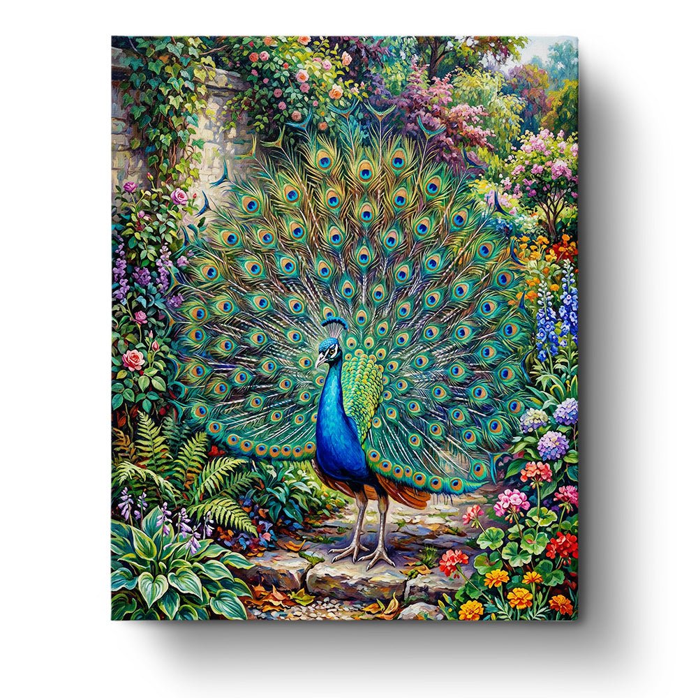 Majestic Peacock in Garden - Animals - BestPaintByNumbers - Paint by Numbers Custom Kit