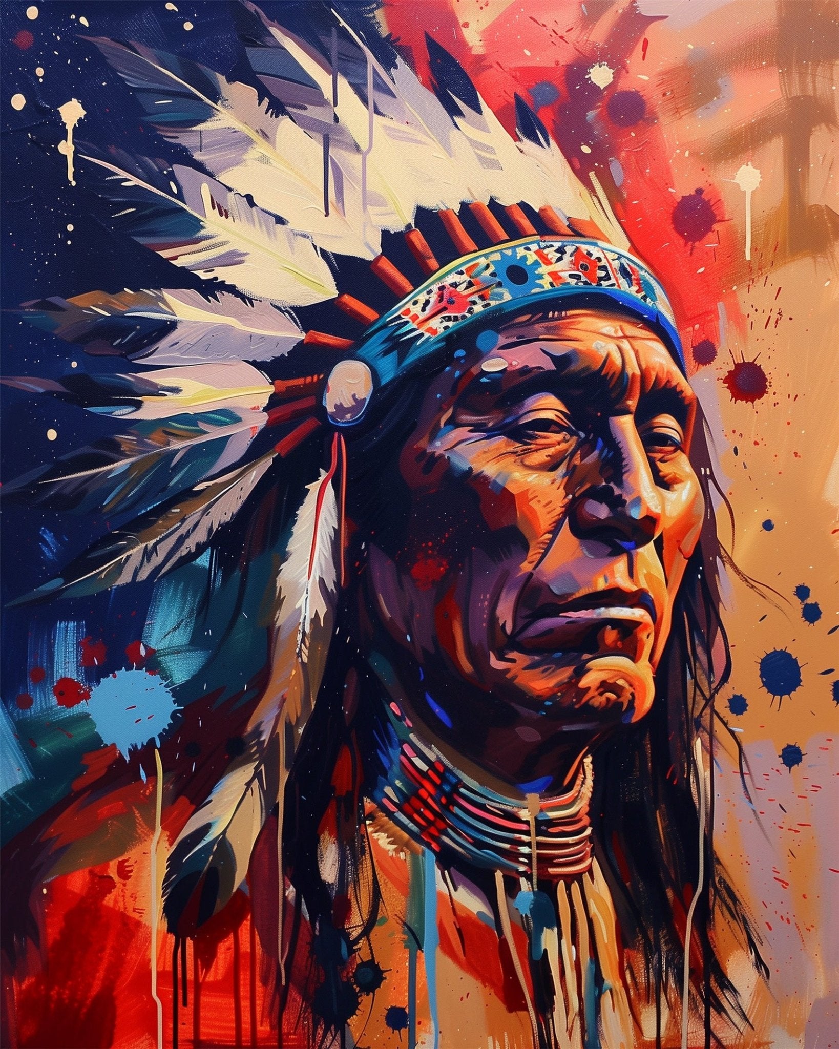 Fixed paint by number kit, 24 colors, 12x16in. Bold warrior portrait art. Ideal for stress relief and creativity.