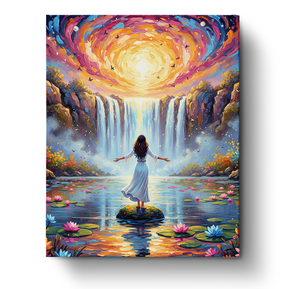 Majestic Waterfall Serenity - PeacefulMoments - BestPaintByNumbers - Paint by Numbers Custom Kit