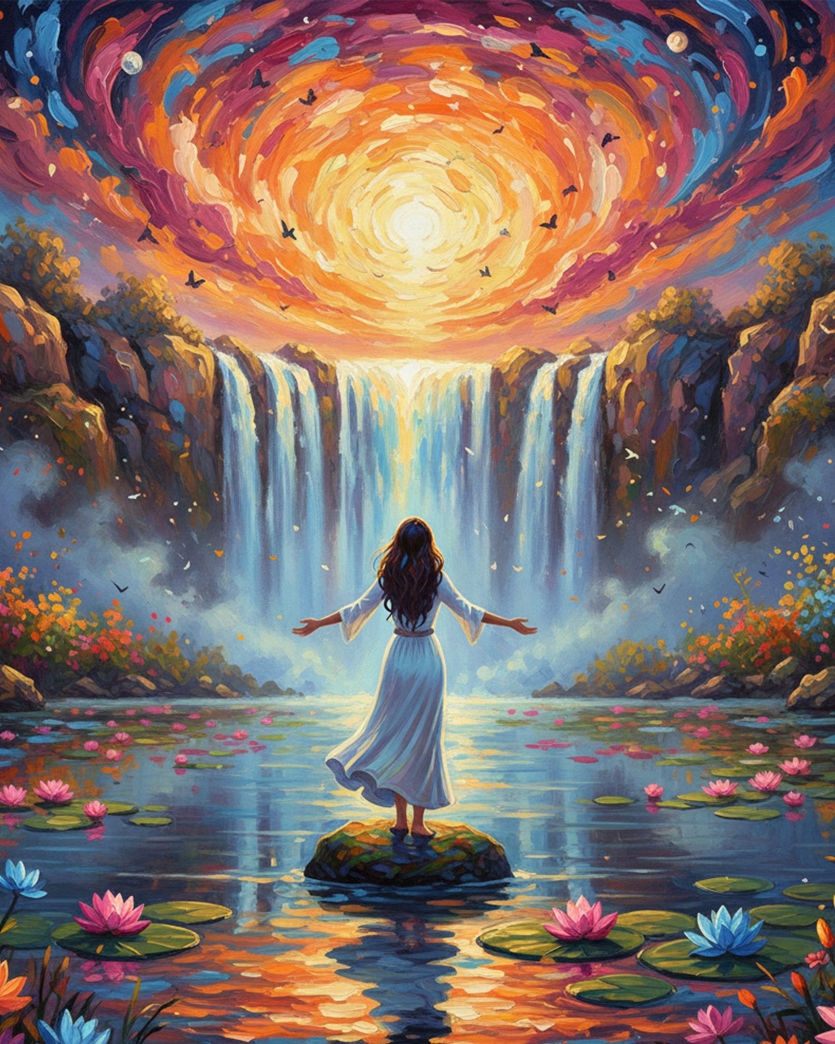 Majestic Waterfall Serenity - PeacefulMoments - BestPaintByNumbers - Paint by Numbers Custom Kit