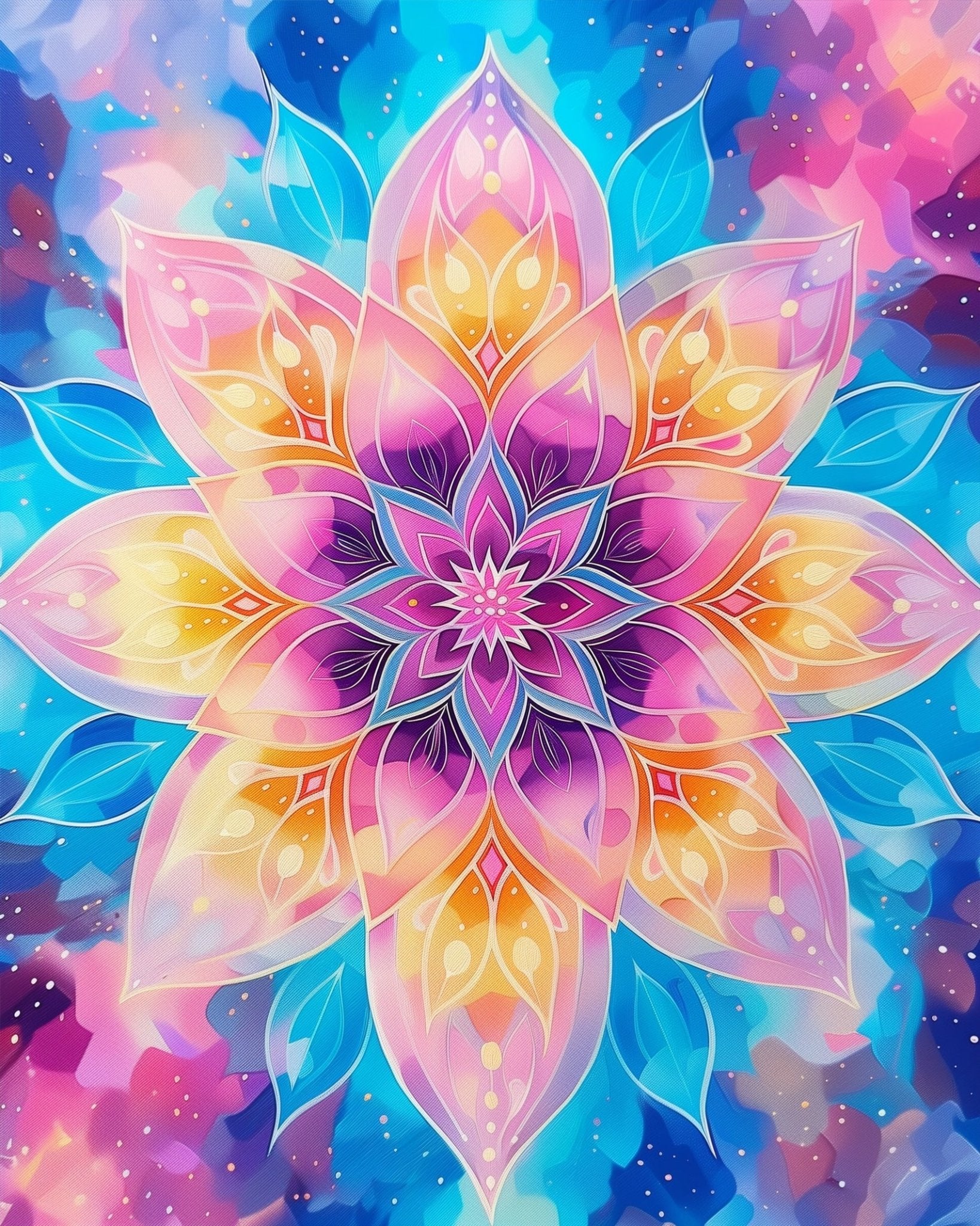 Fixed paint-by-number kit, 24 colors. Vivid mandala design for a mindful art journey. Enhance relaxation.