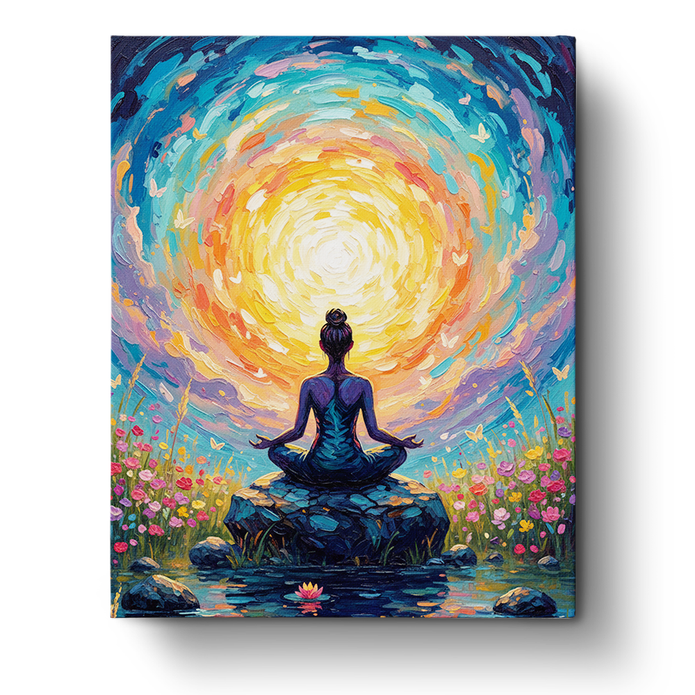 Meditative Lotus Serenity - PeacefulMoments - BestPaintByNumbers - Paint by Numbers Custom Kit