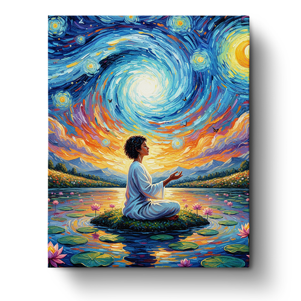 Meditative Starry Night - PeacefulMoments - BestPaintByNumbers - Paint by Numbers Custom Kit