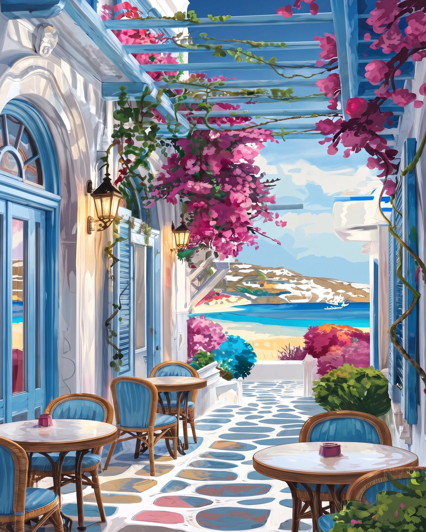 Mediterranean Terrace Retreat - Places - BestPaintByNumbers - Paint by Numbers Custom Kit