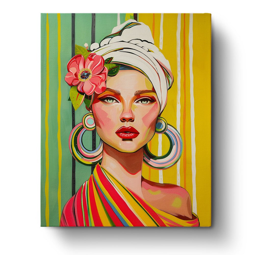 Fixed paint by numbers, 24 colors, 16x20in. Bold Mexican pop-art portrait. Ideal for creative relaxation.