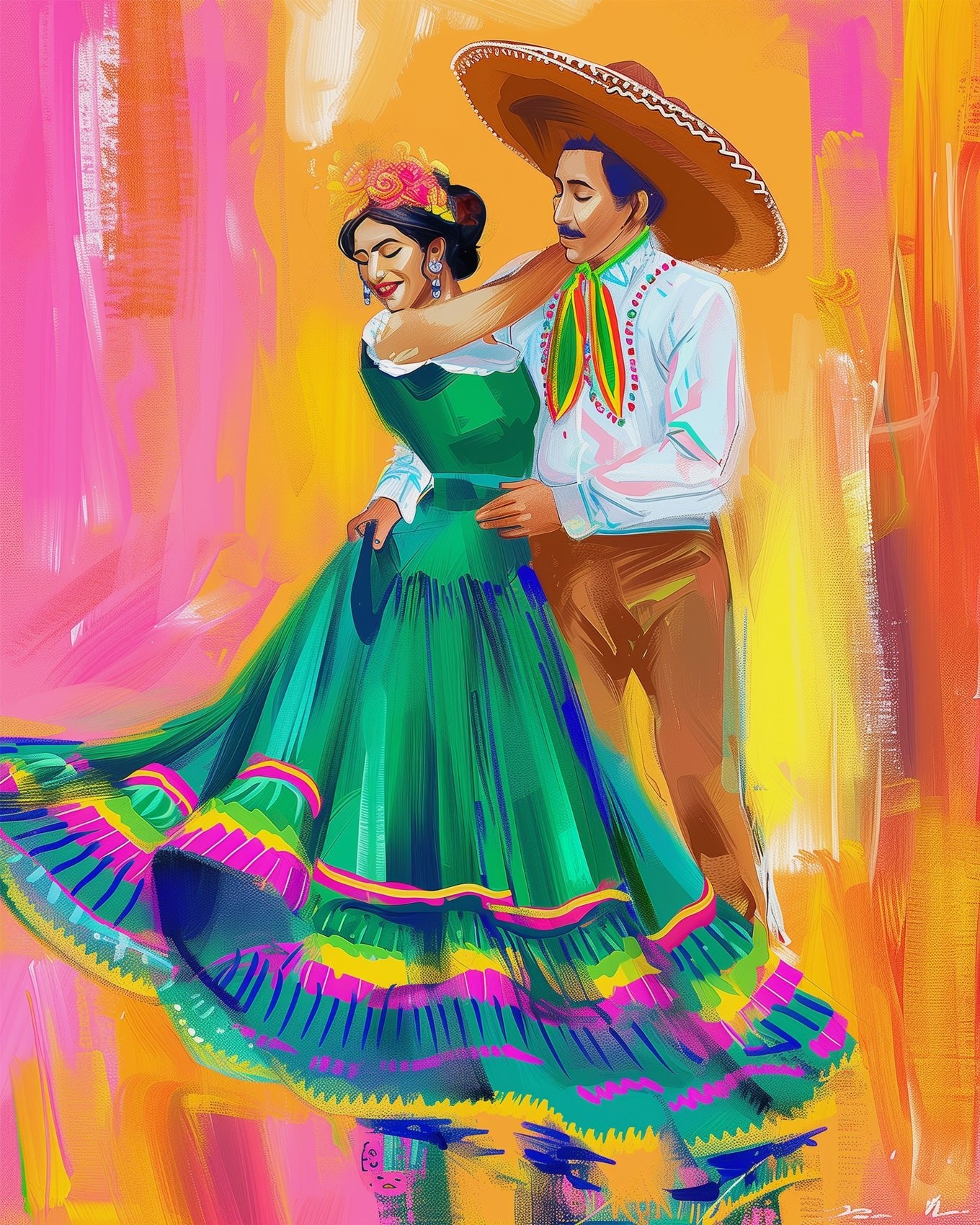 Detailed fixed kit with 24 colors. Captures lively Mexican dance. Ideal for a stress-relieving art session.