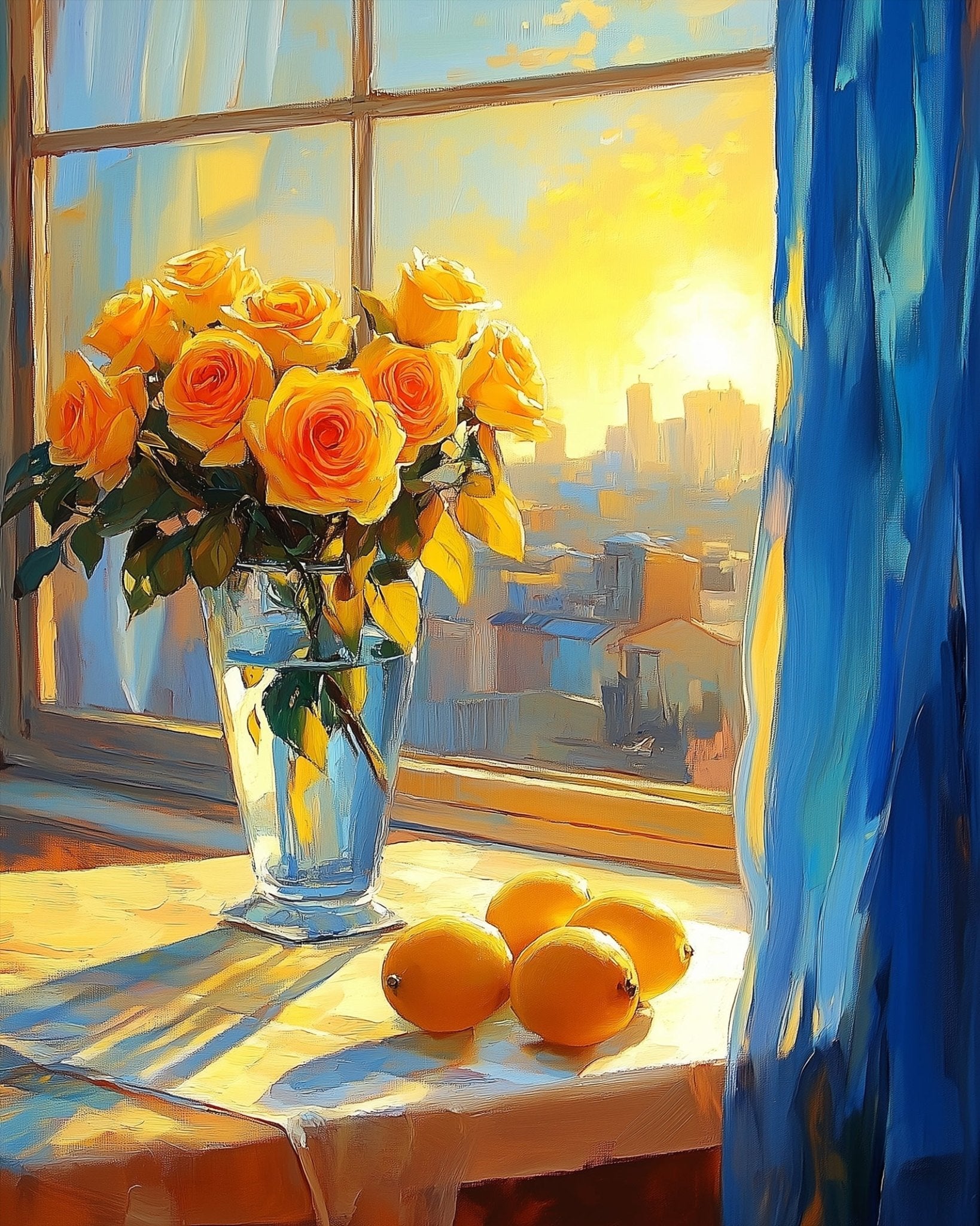Morning Roses and Citrus - Still Life - BestPaintByNumbers - Paint by Numbers Custom Kit