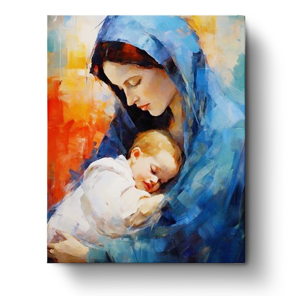 Mother and Child Embrace - Religion - BestPaintByNumbers - Paint by Numbers Custom Kit