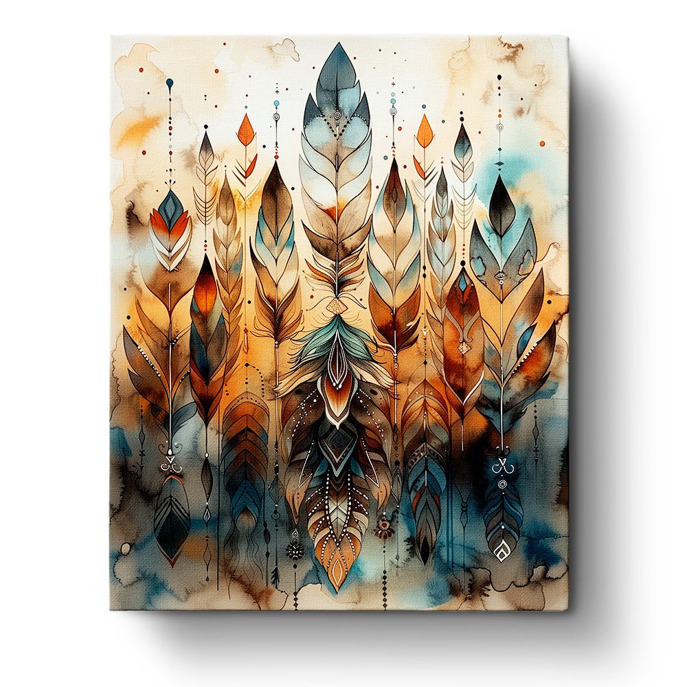 Fixed paint by numbers kit, 24 colors, 16x20in. Intricate feather patterns for peace and creativity.