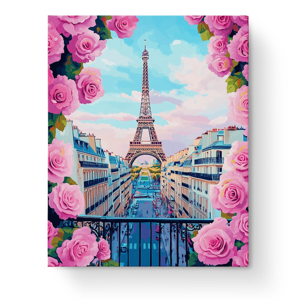 Parisian Rose Balcony View - Places - BestPaintByNumbers - Paint by Numbers Custom Kit